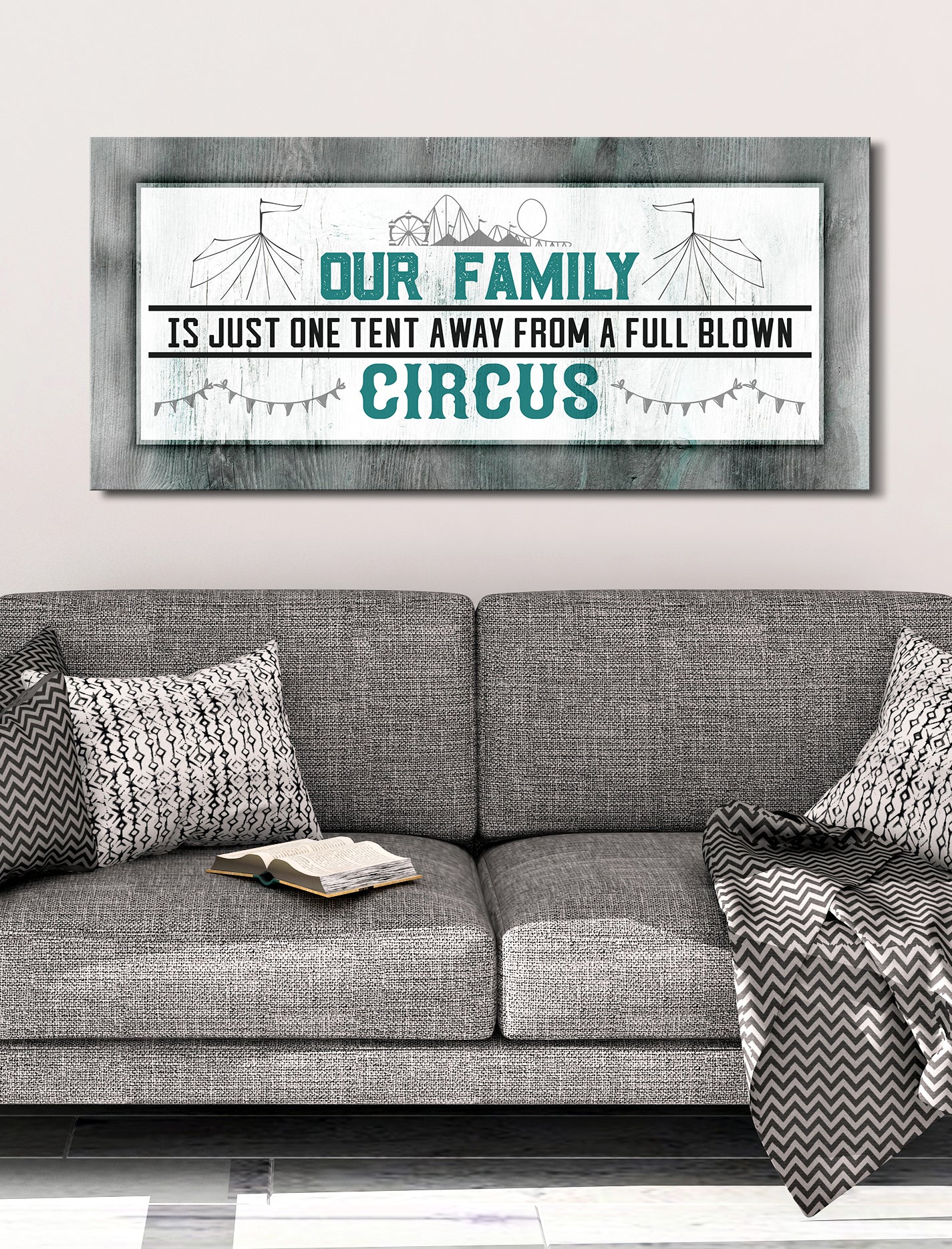High - Quality Family Wall Art: Ready - to - Hang Wood - Framed Family Tent Design V2