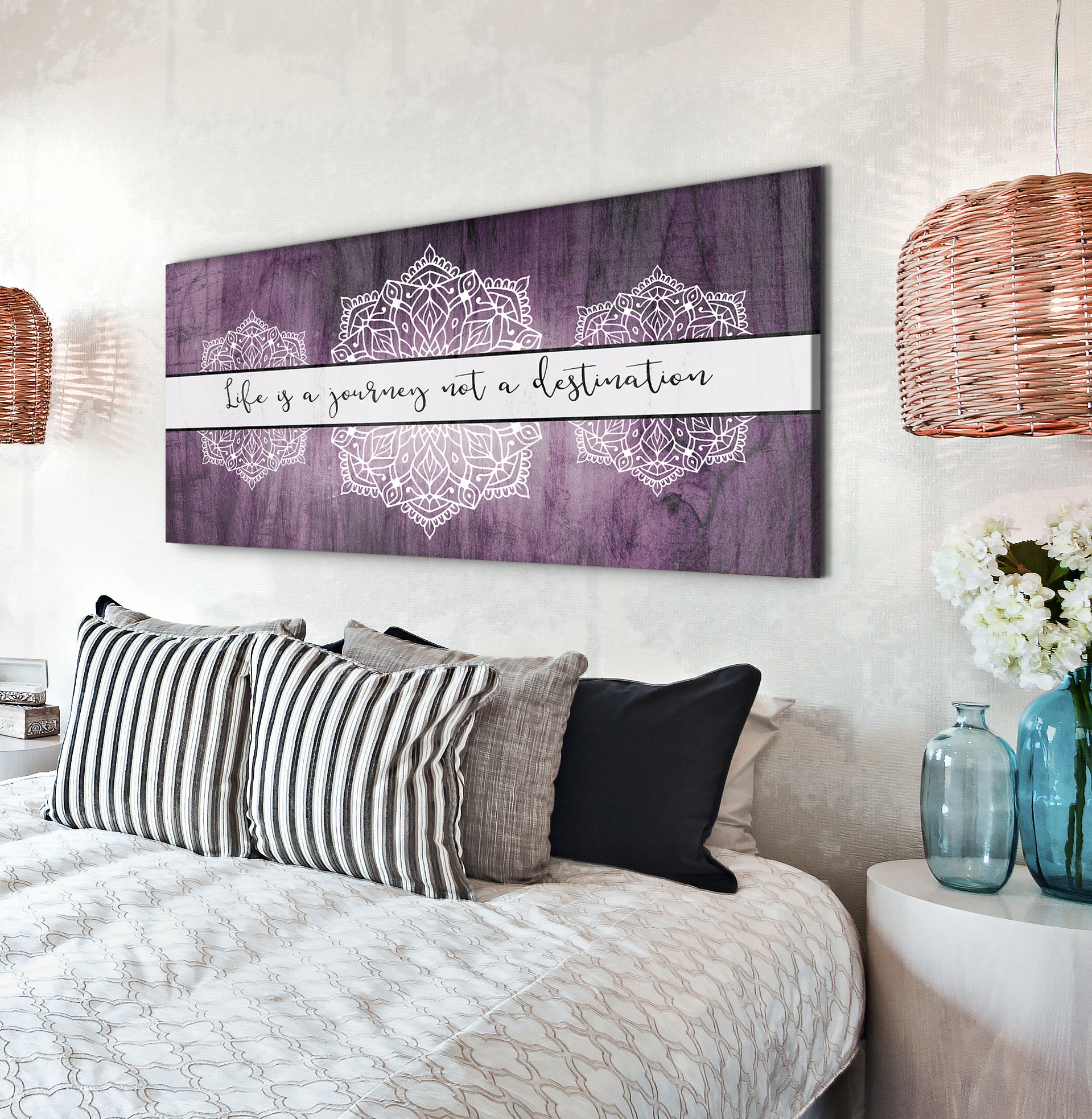 Boho Life is a Journey Wall Art with Wood Frame, Ready to Hang for Your Home