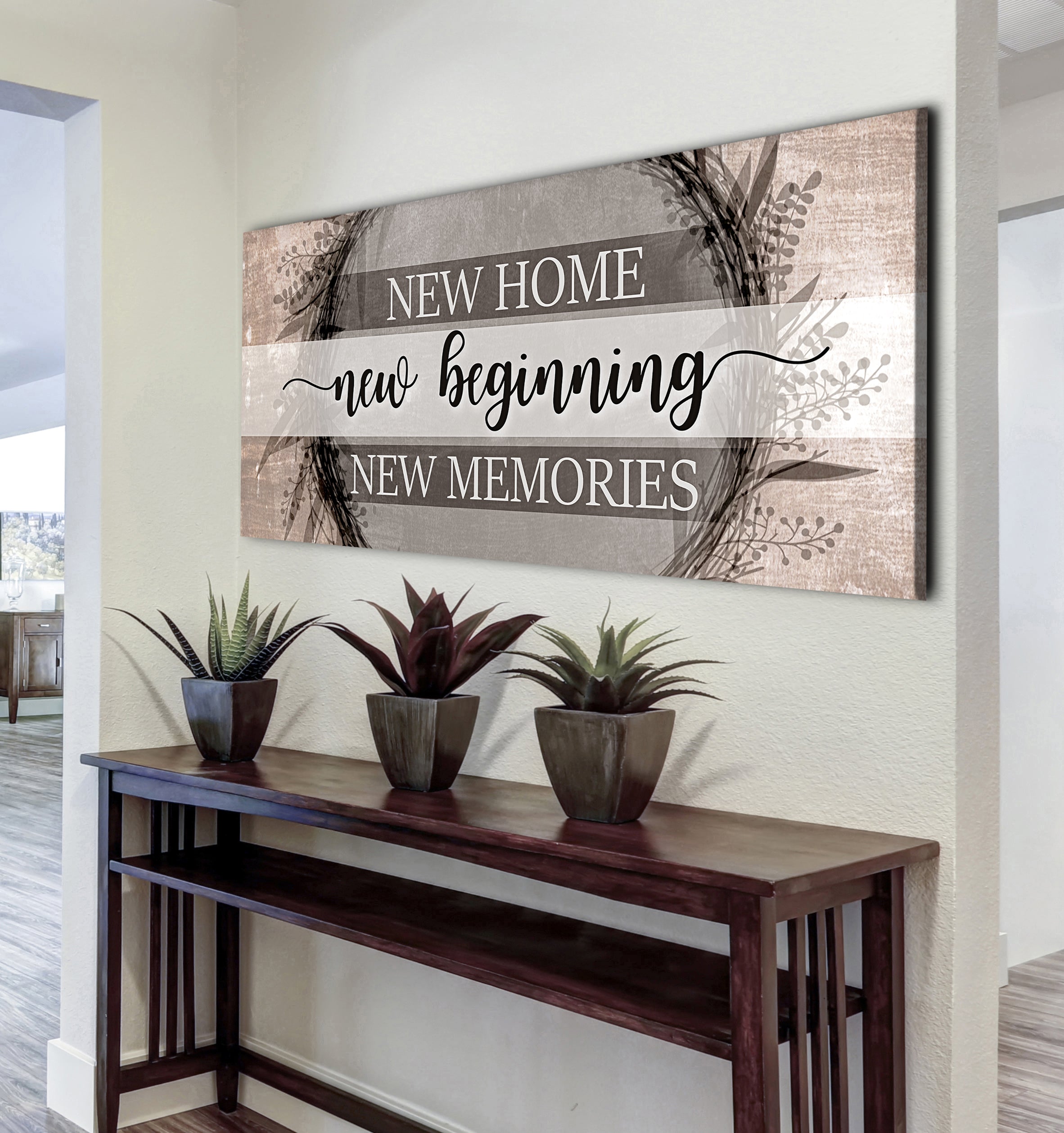 New Home, New Beginning V13 Wood Frame Wall Art, Ready To Hang