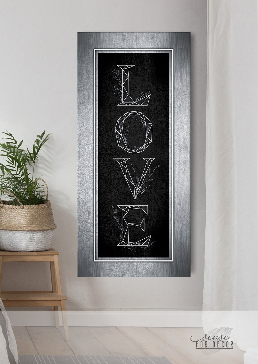 Couples Wall Art: Love Word Sign V3 (Wood Frame Ready To Hang)