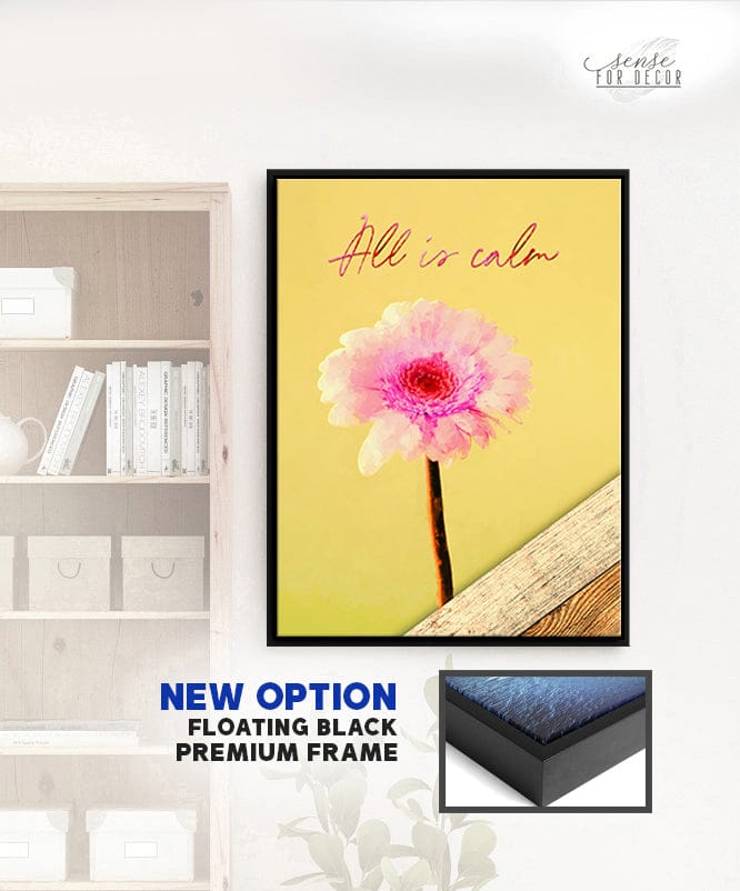 High - Quality Wood - Framed Yoga Wall Art: All is Calm, Ready To Hang