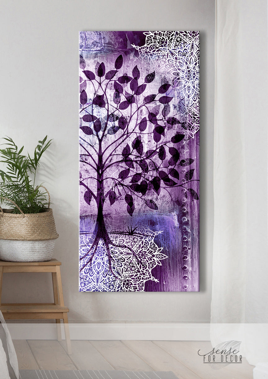 Boho Tree Wall Art V2 with Wood Frame (Ready to Hang) - Great Deal!