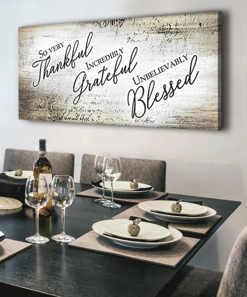 Exclusive Christian Wall Art: 'So Very Thankful V19' with Wood Frame, Ready to Hang - Buy 2 Get 20% Off!
