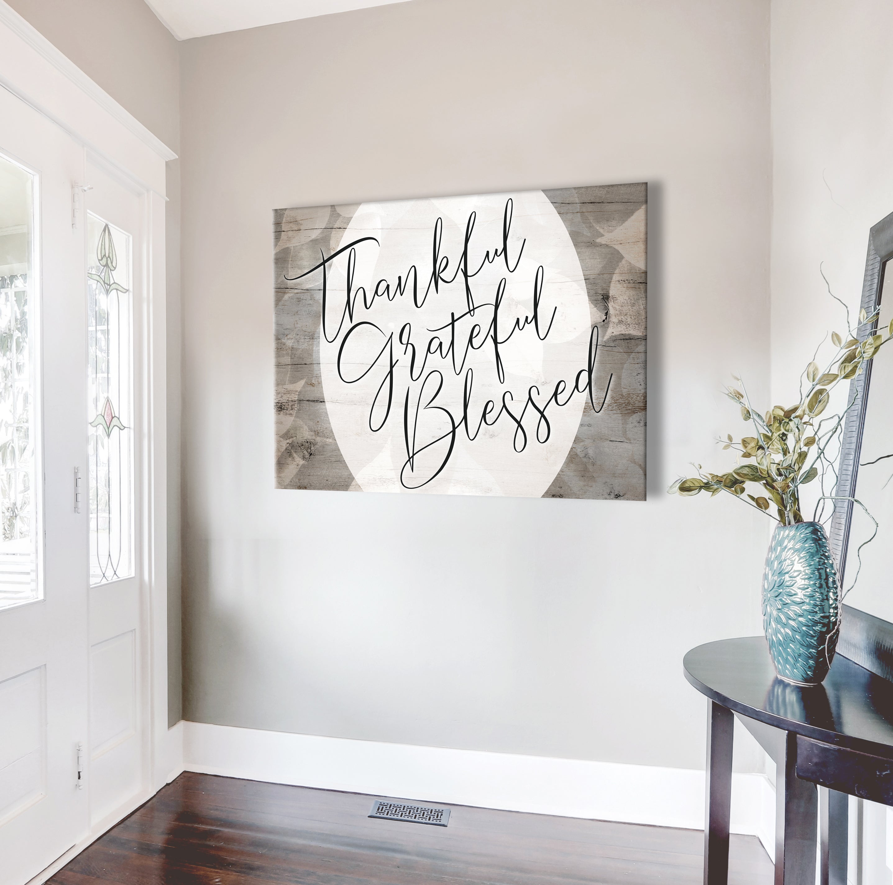 Christian Wall Art: Thankful Grateful Blessed V5 - Wood Frame, Ready To Hang! Buy 2 Save 20%