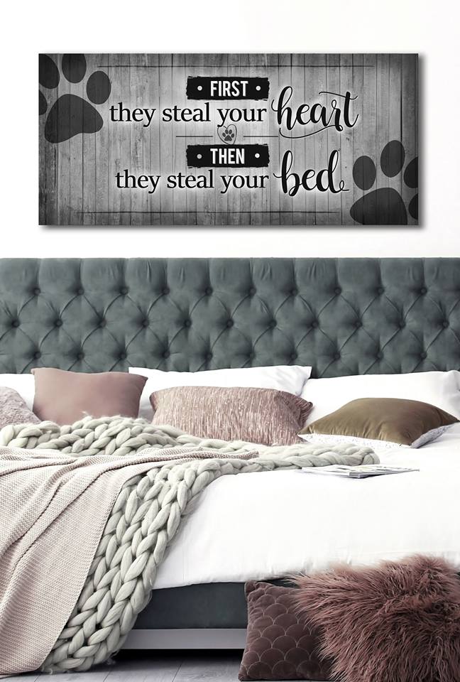 Hot Deal! Ready - to - Hang Pet Wall Art: They First Steal Your Heart (Wood Frame)