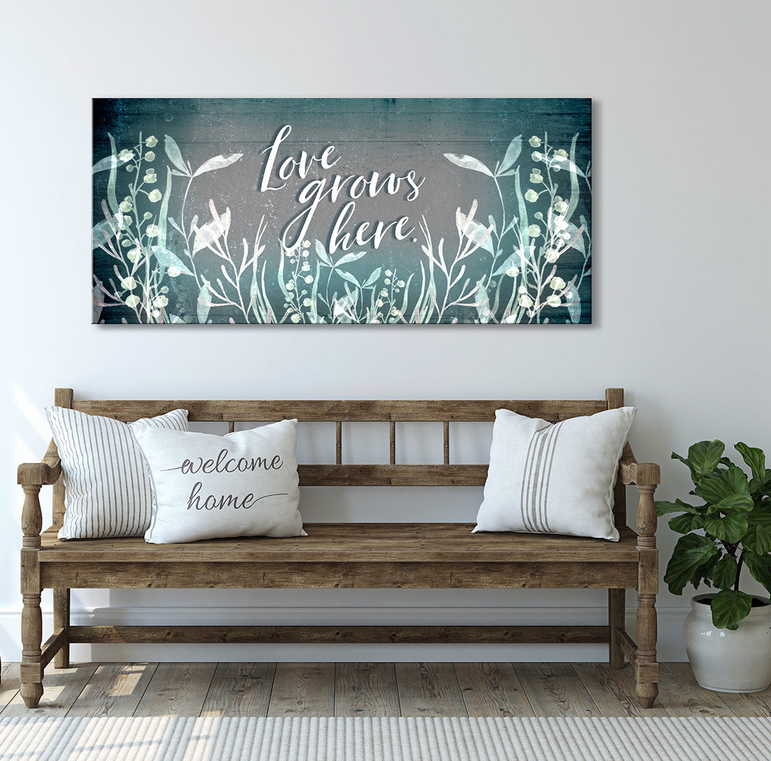 Love Grows Here V3 Family Wall Art: Wood Frame, Ready To Hang - Buy 2, Save 20%