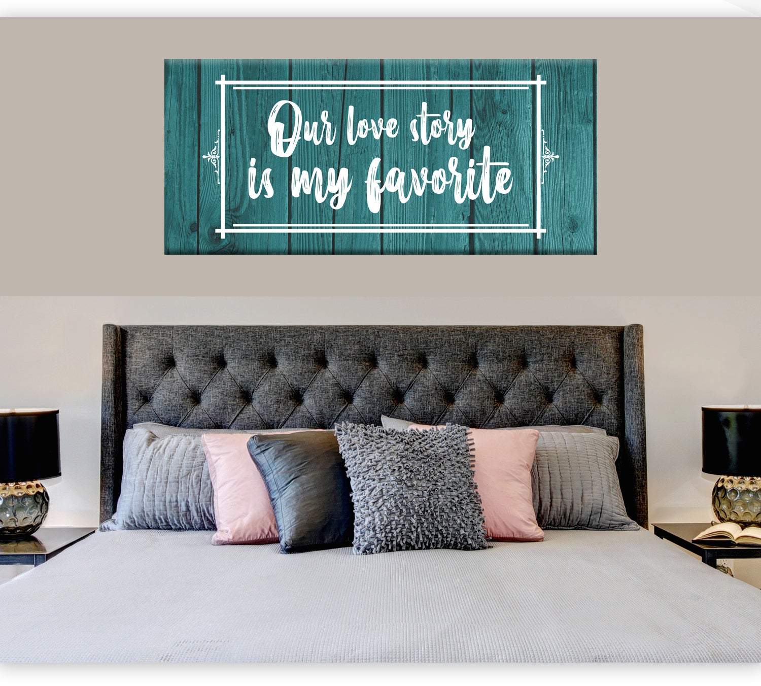 Exclusive Couples Wall Art: 'Our Love Story Is My Favorite' - Wood Frame, Ready to Hang!