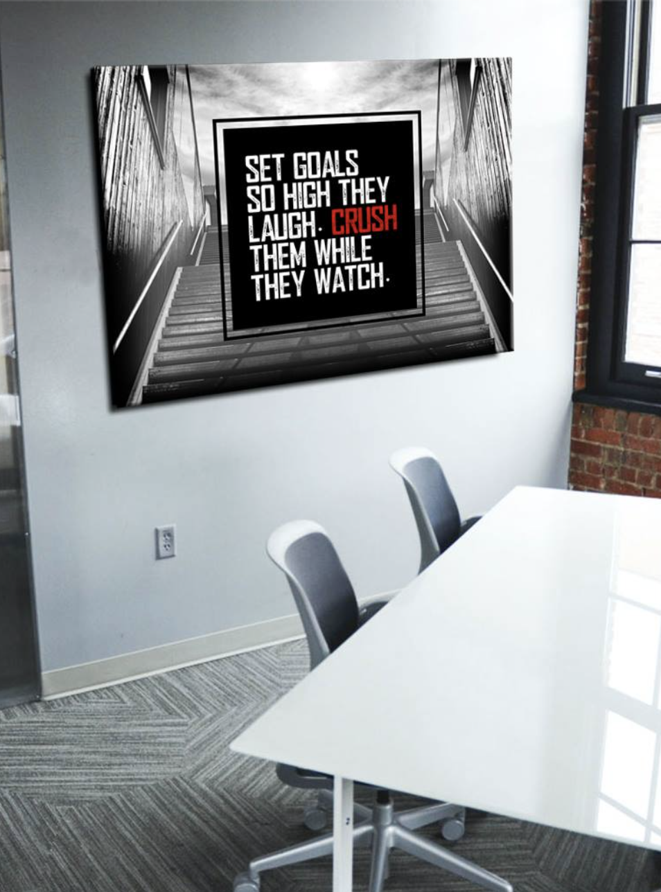 Exclusive Business Wall Art: Set Goals and Achieve Success (Ready-to-Hang Wood Frame) - Buy 2 Get 20% Off