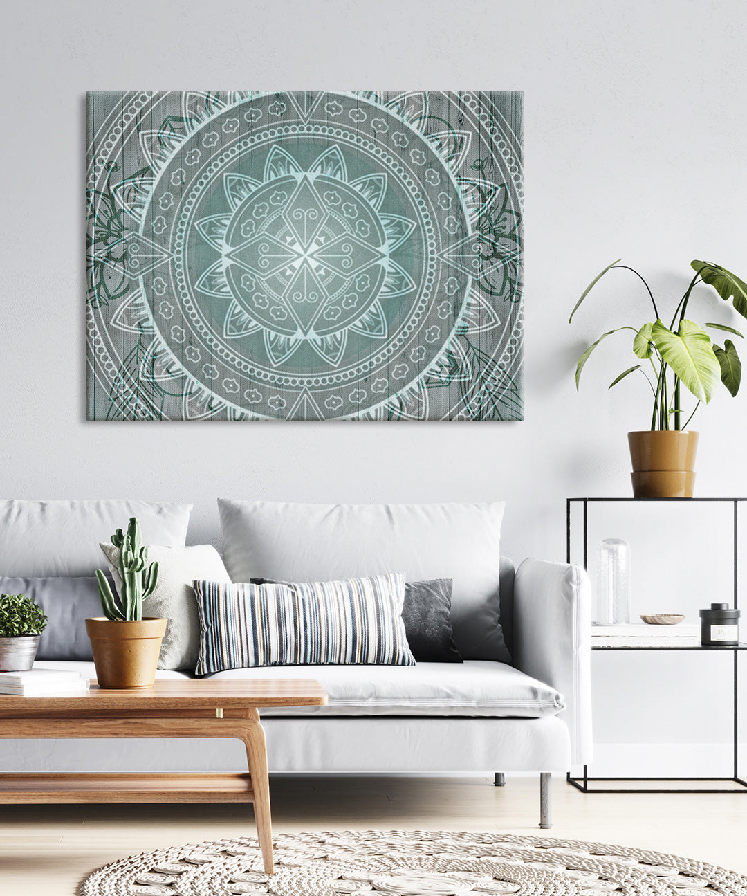High - quality Wood - framed Boho Mandala Sunrise Wall Art, Ready To Hang