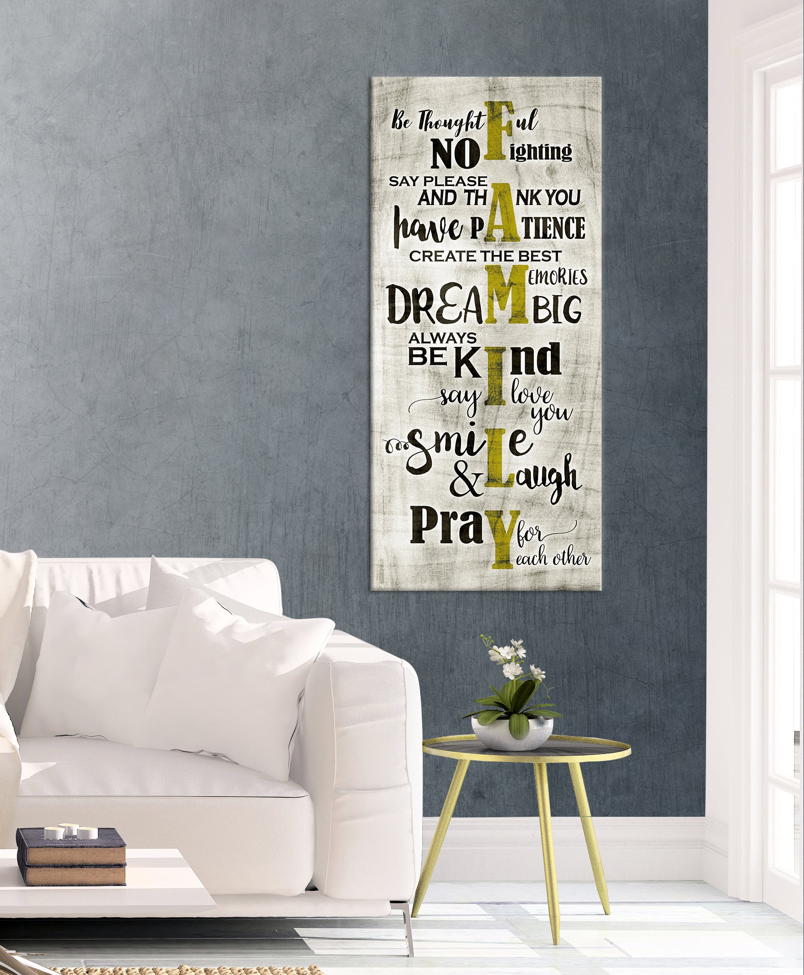 FAMILY SIGN Wall Art with Wood Frame - Ready to Hang! Buy 2, Save 20%