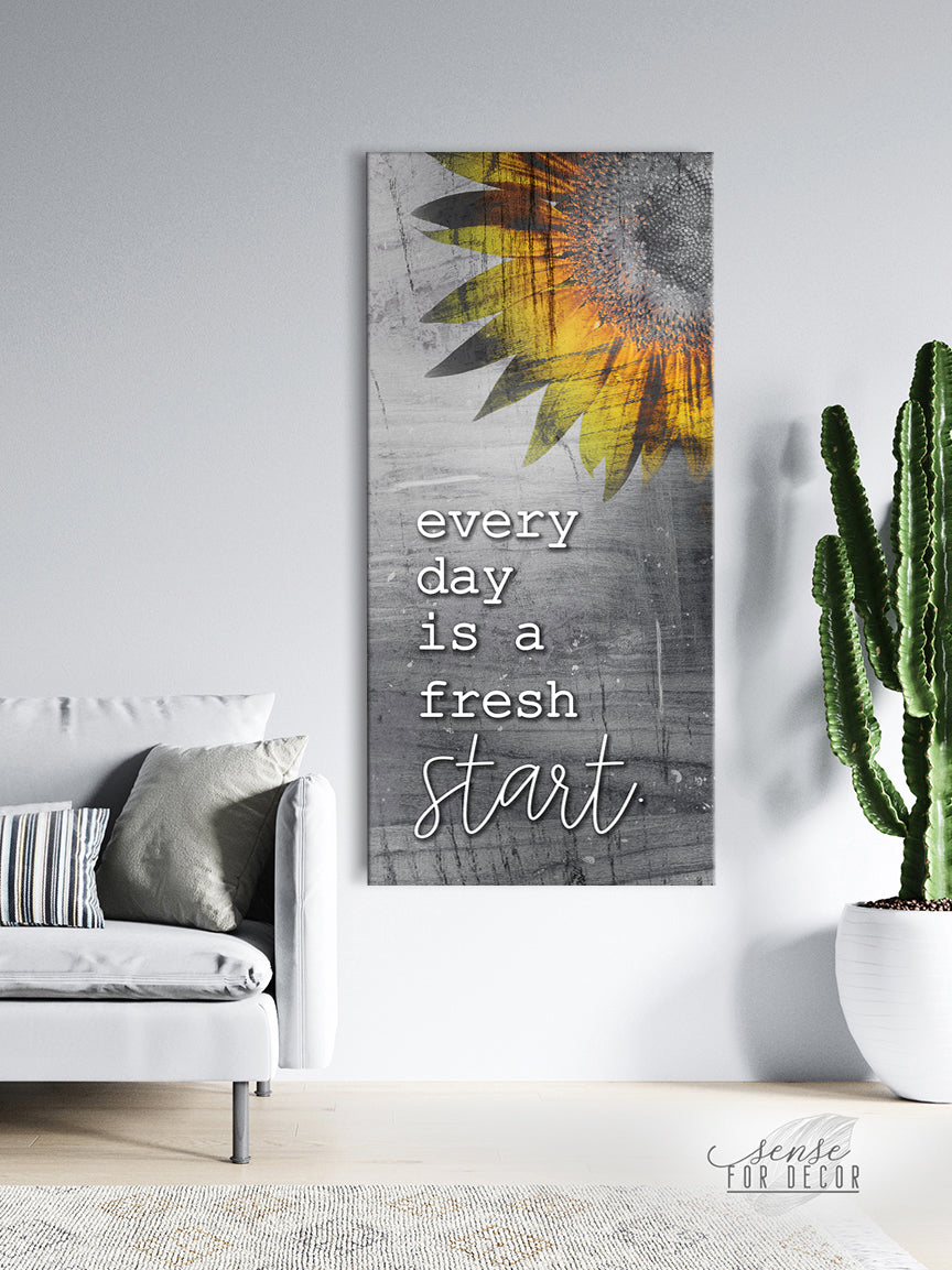 Hot Deal! Inspire Wall Art - Every Day a Fresh Start V3 with Wood Frame, Ready to Hang