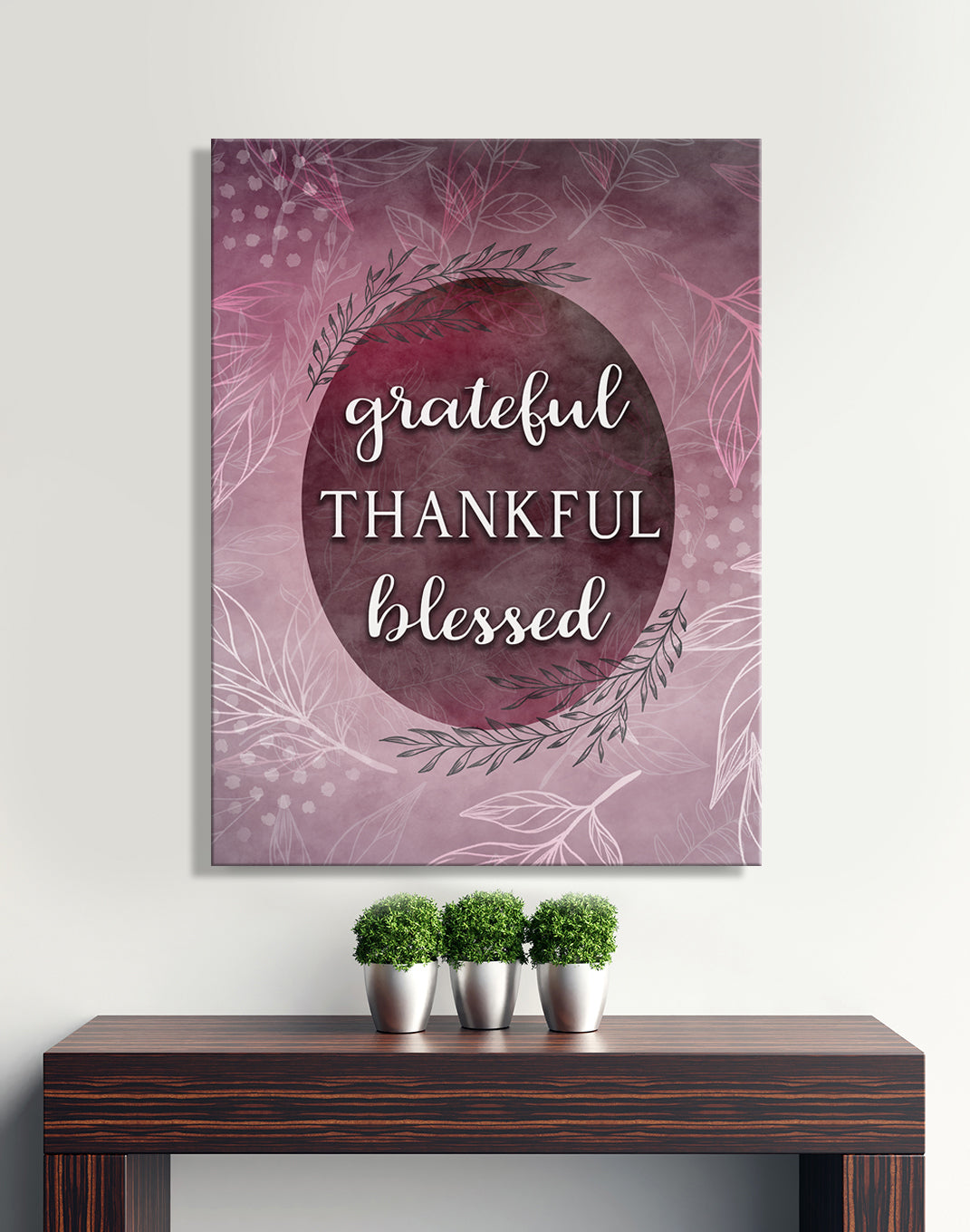 High - Quality Christian Wall Art: Grateful Thankful Blessed V8 with Wood Frame, Ready to Hang