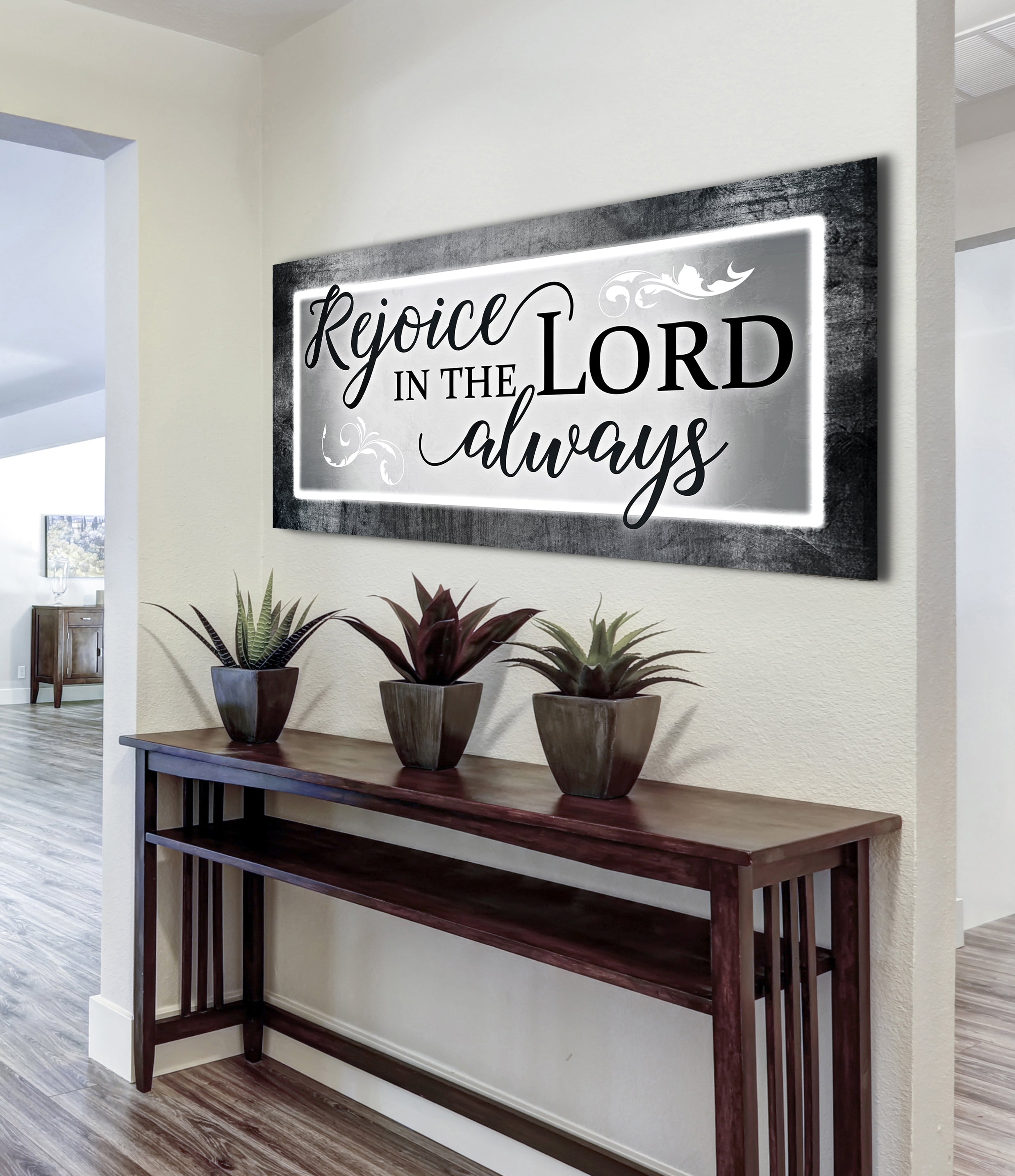 Hot Deal! Christian Wall Art - Rejoice In The Lord, Wood Frame for Easy Hanging