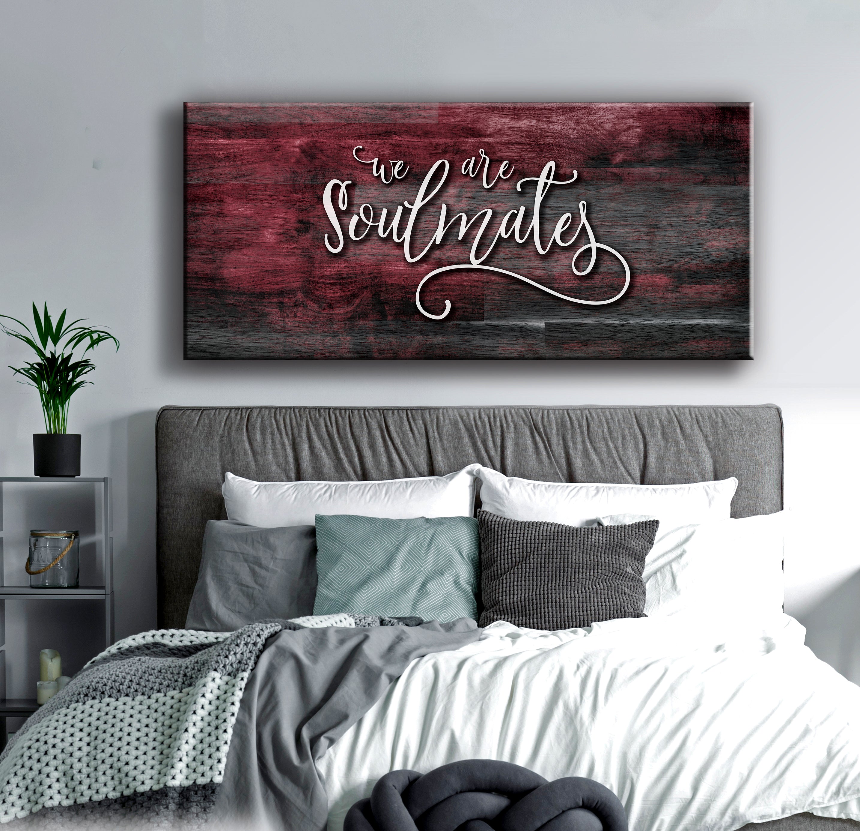 Hot Sale! Couples Wall Art - 'We Are Soulmates' with Wood Frame, Ready to Hang