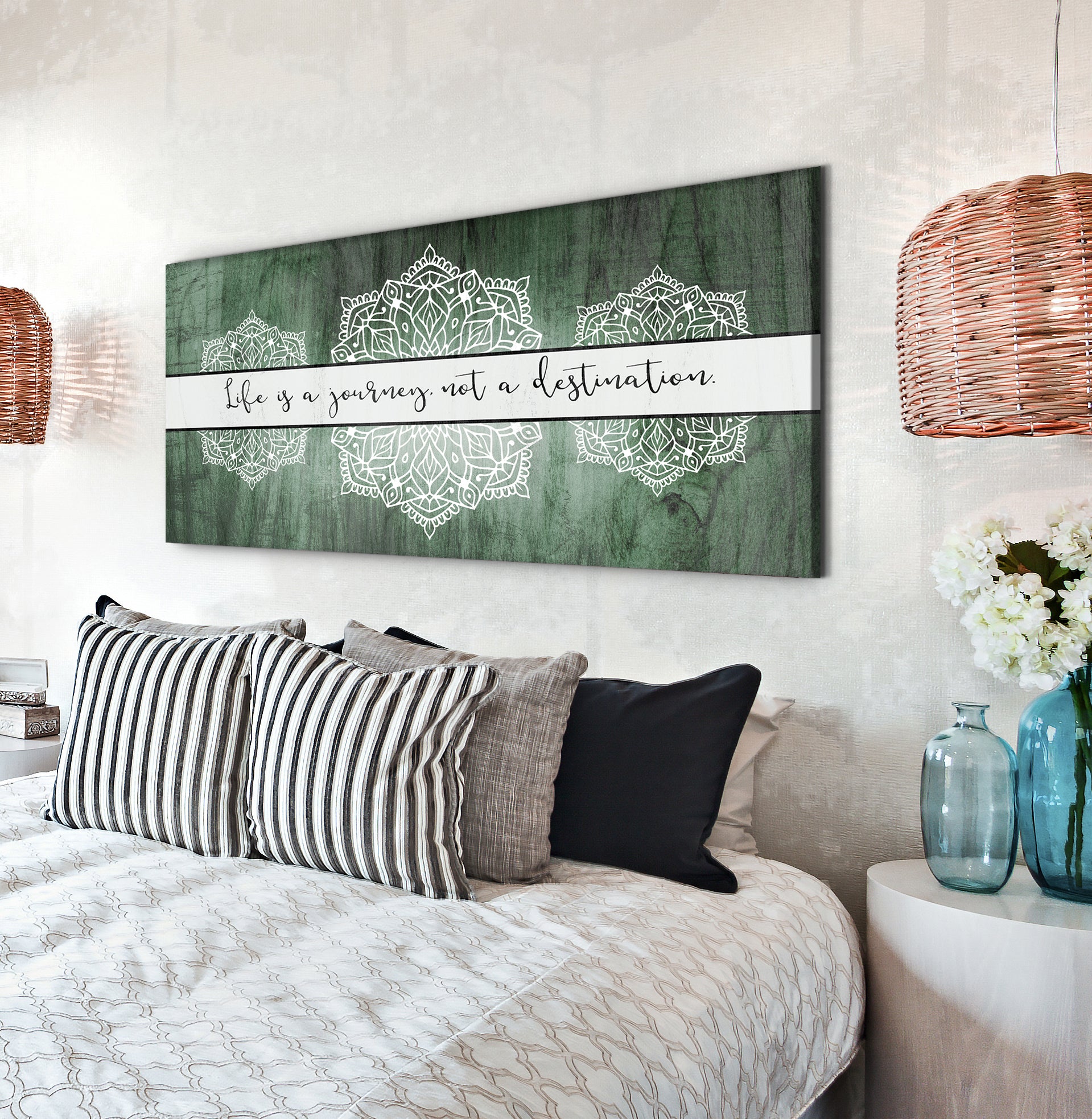 Boho Life is a Journey Wall Art with Wood Frame, Ready to Hang for Your Home