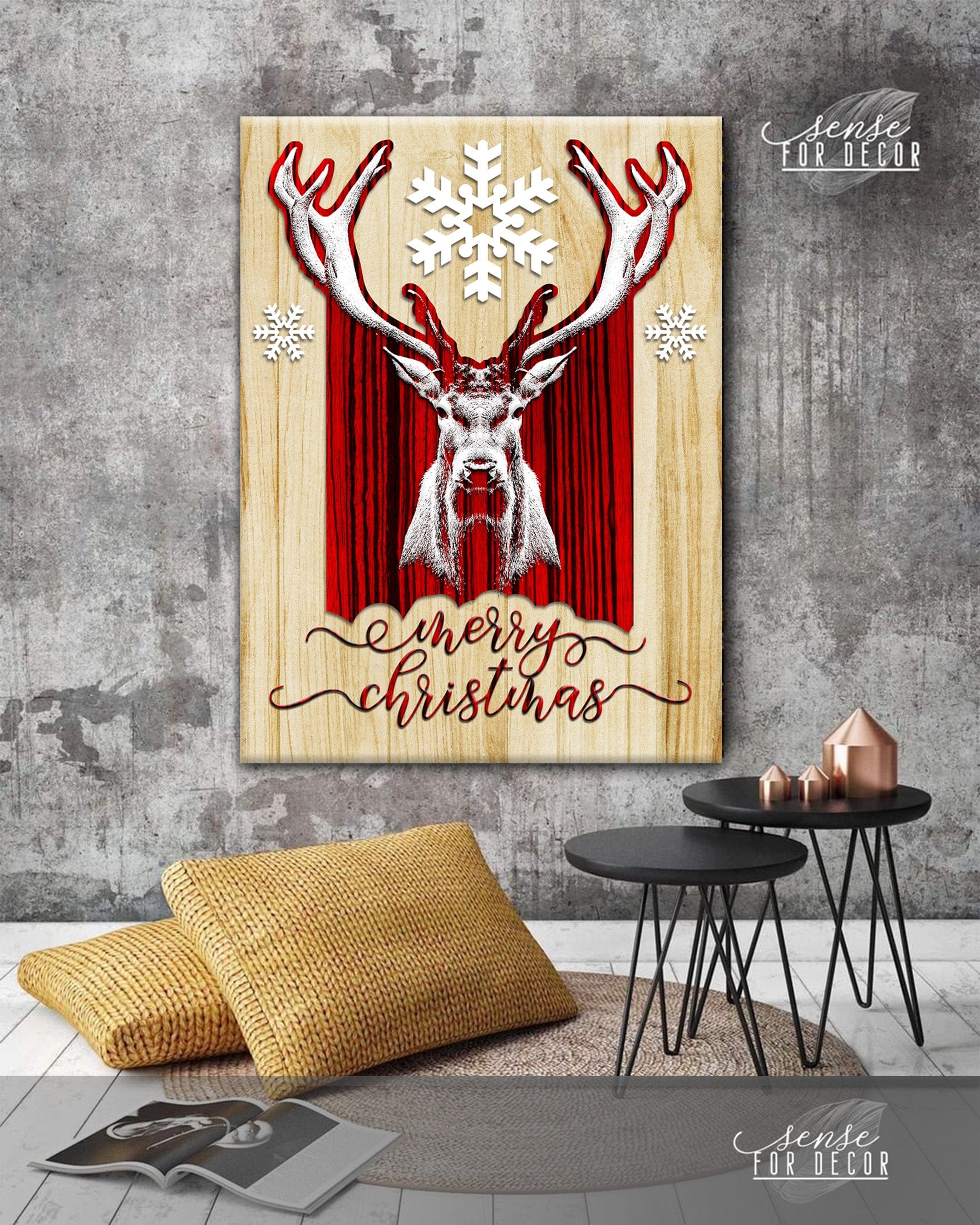 Hot! Merry Christmas V2 Holiday Wall Art (Wood Frame, Ready To Hang)
