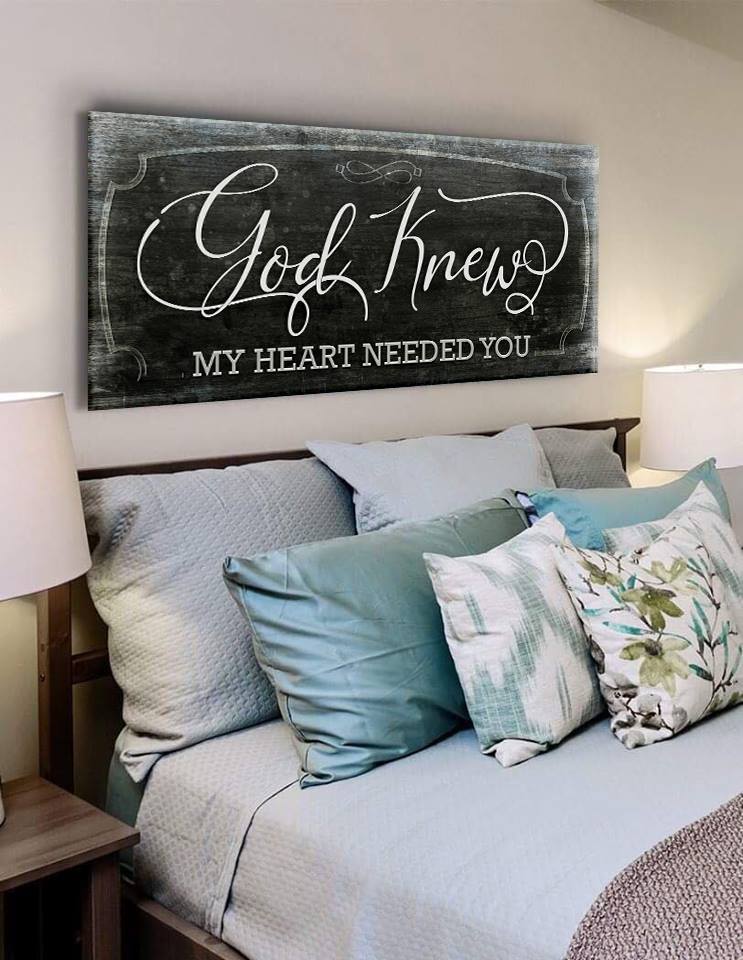 Exclusive Christian Wall Art: God Knew My Heart Needed You - Wood Frame, Ready to Hang
