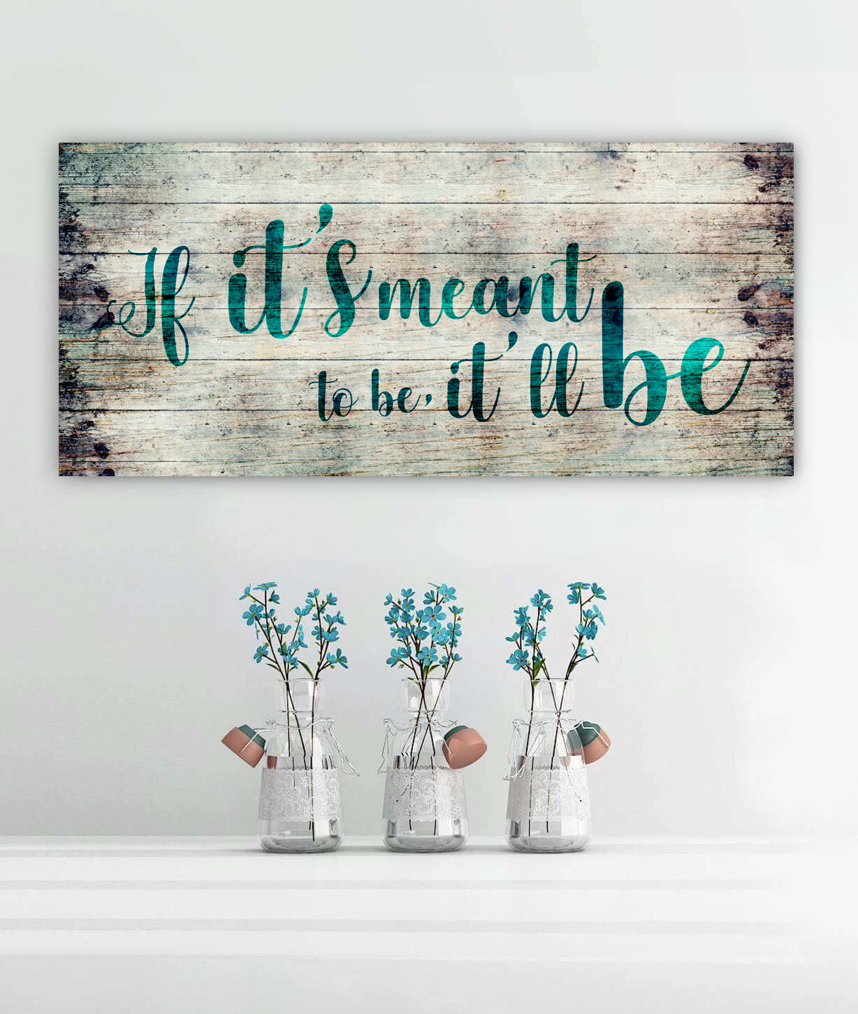 High - Quality Wood - Framed Couples Wall Art: 'If It's Meant To Be' Ready To Hang