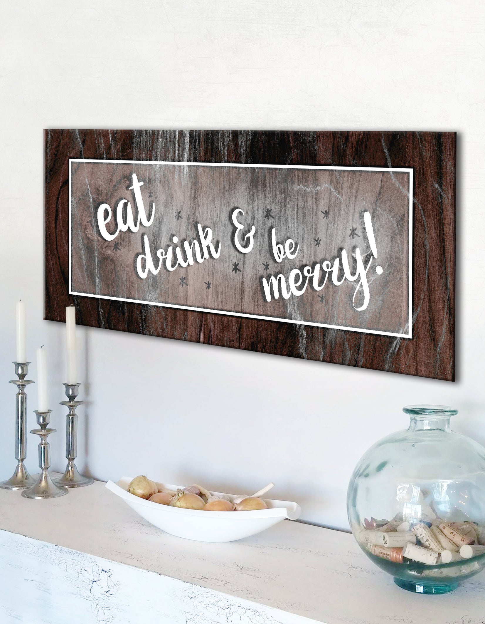 Ready-To-Hang Wood-Frame Kitchen Wall Art: Eat, Drink, and Be Merry