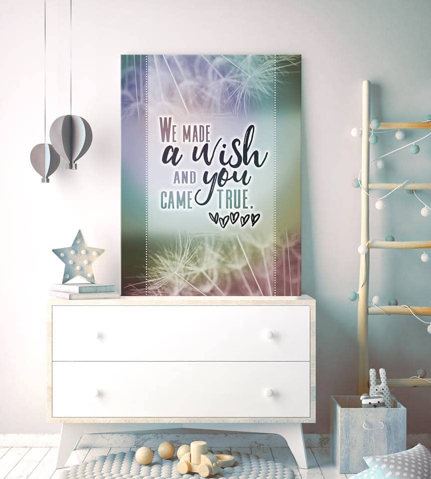 Baby Room Wall Art: We Made A Wish - Wood Frame, Ready To Hang! Buy 2, Save 20%