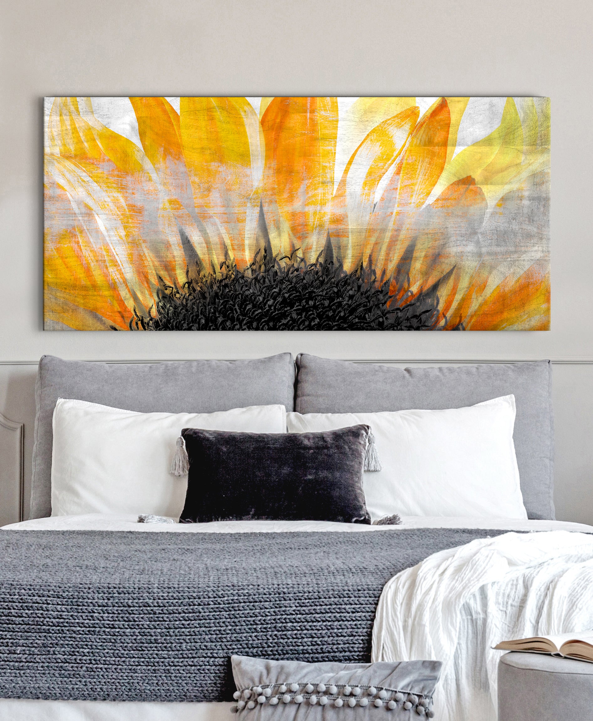 High - Quality Big Sunflower Wall Art with Wood Frame, Ready to Hang