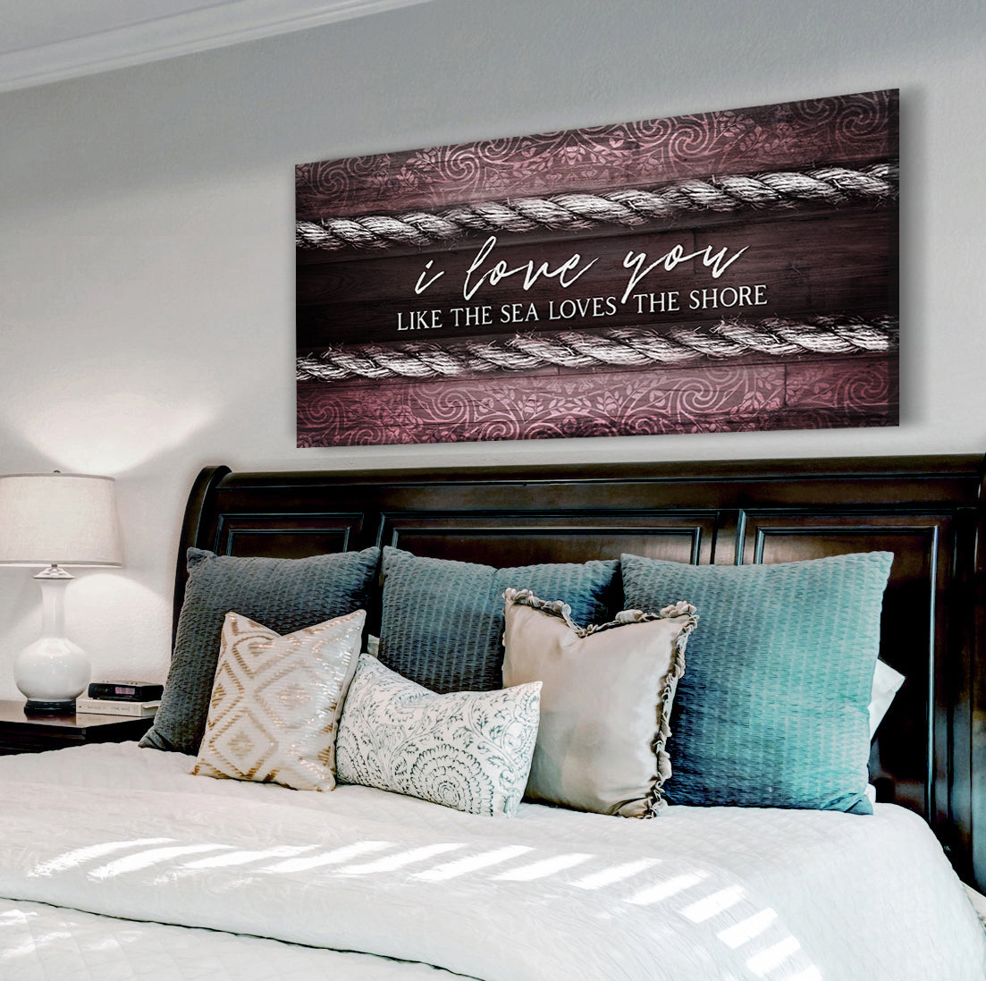 Exclusive Couples Wall Art: 'I Love You Like the Sea Loves the Shore' with Wood Frame, Ready to Hang - Buy 2 Save 20%