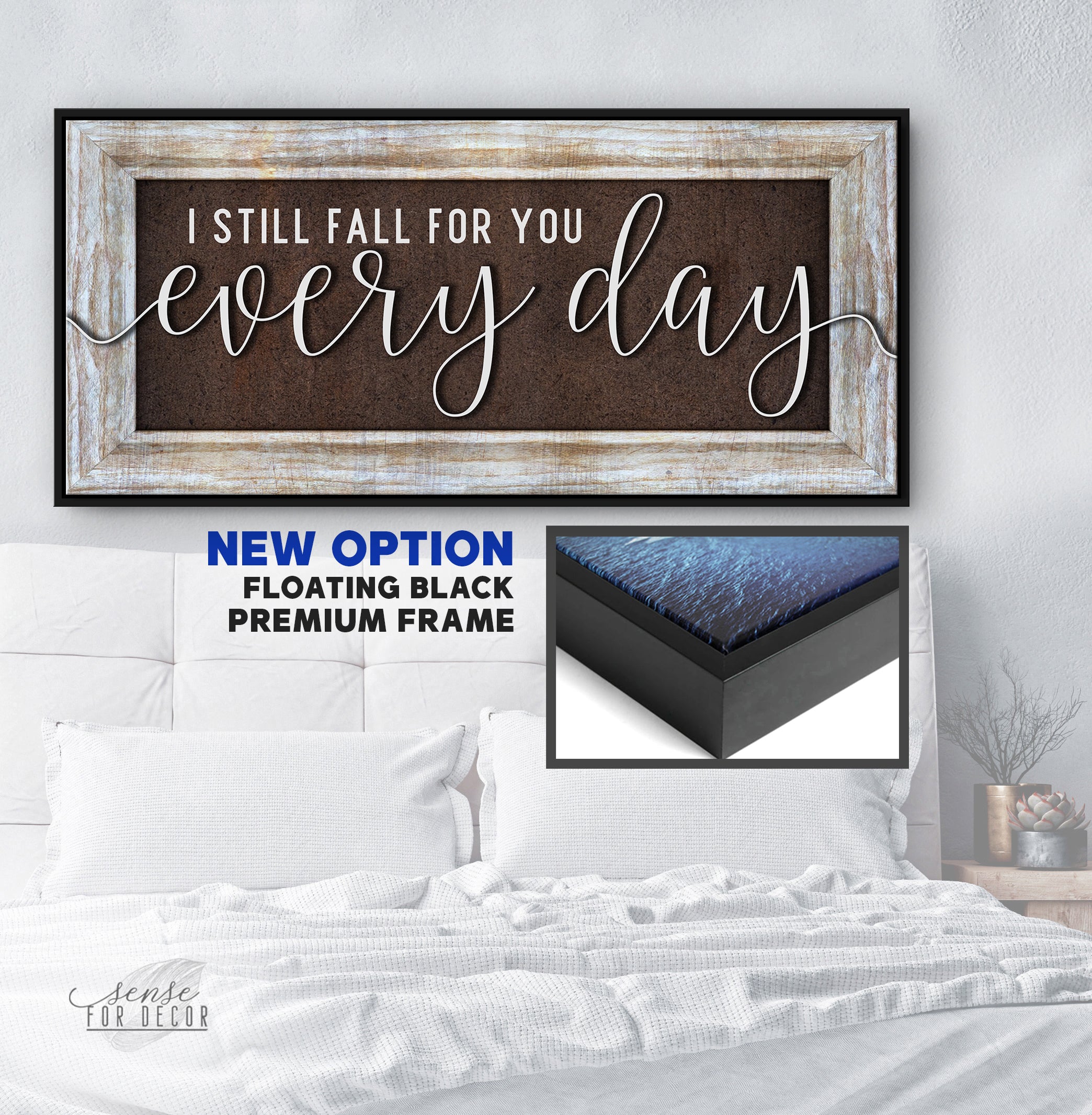 High - Quality Wood - Framed Couples Wall Art: I Still Fall for You Daily V3 (Ready to Hang)