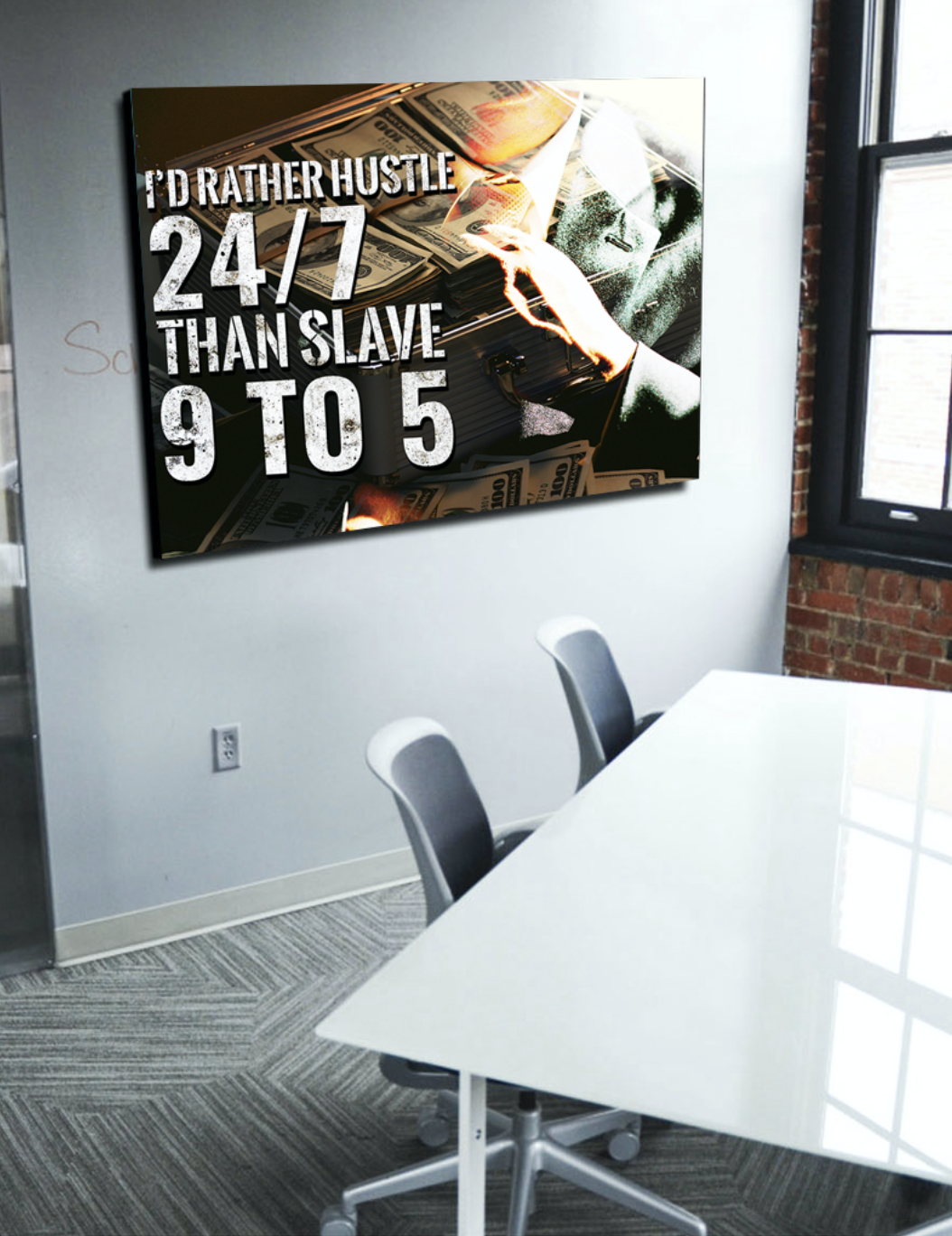 Exclusive Business Wall Art: 24/7 Hustle Canvas with Wood Frame, Ready to Hang - Buy 2 Save 20%