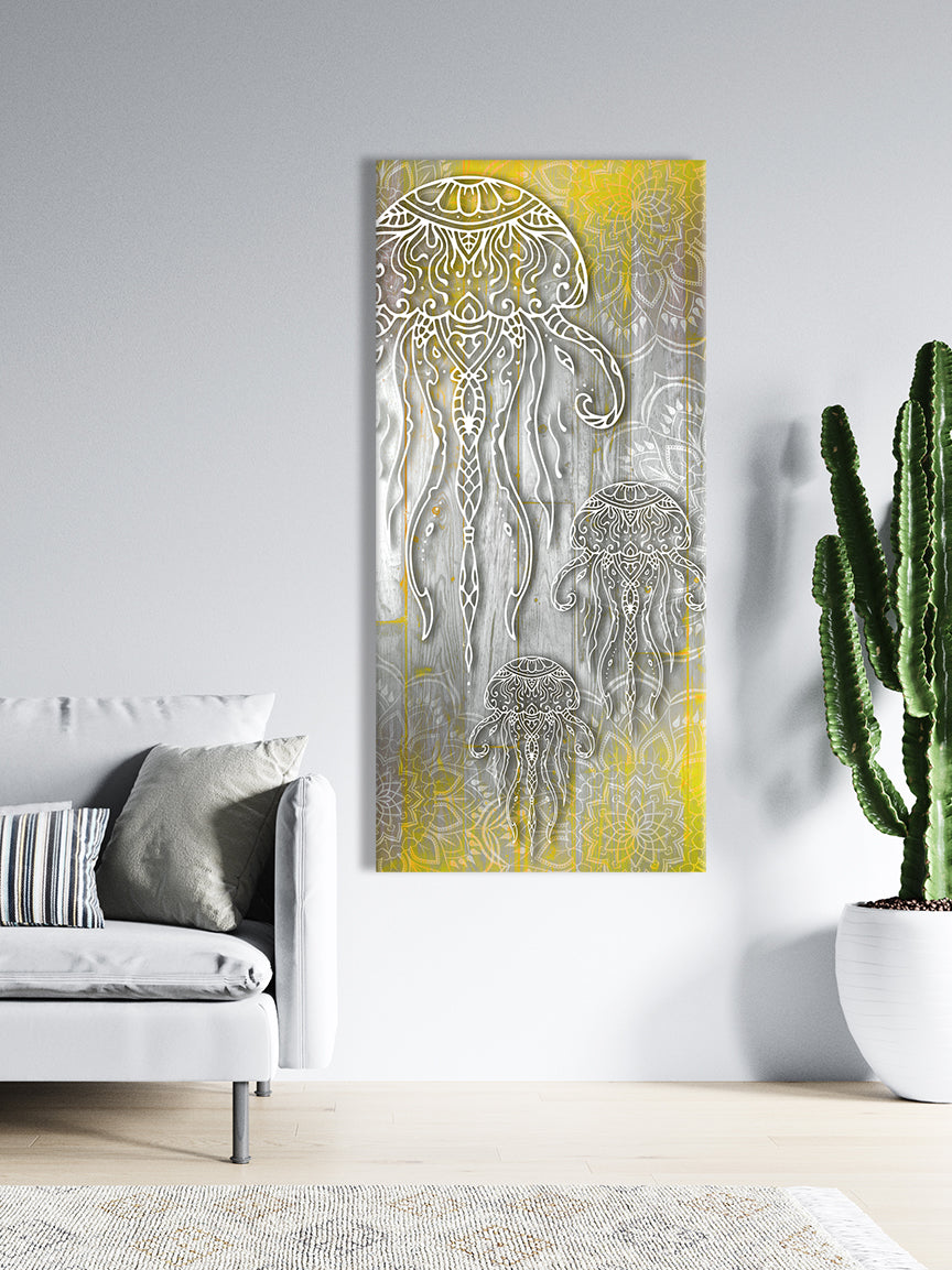 Boho Jellyfish Home Wall Art: Wood Frame, Ready to Hang - Buy 2, Save 20%