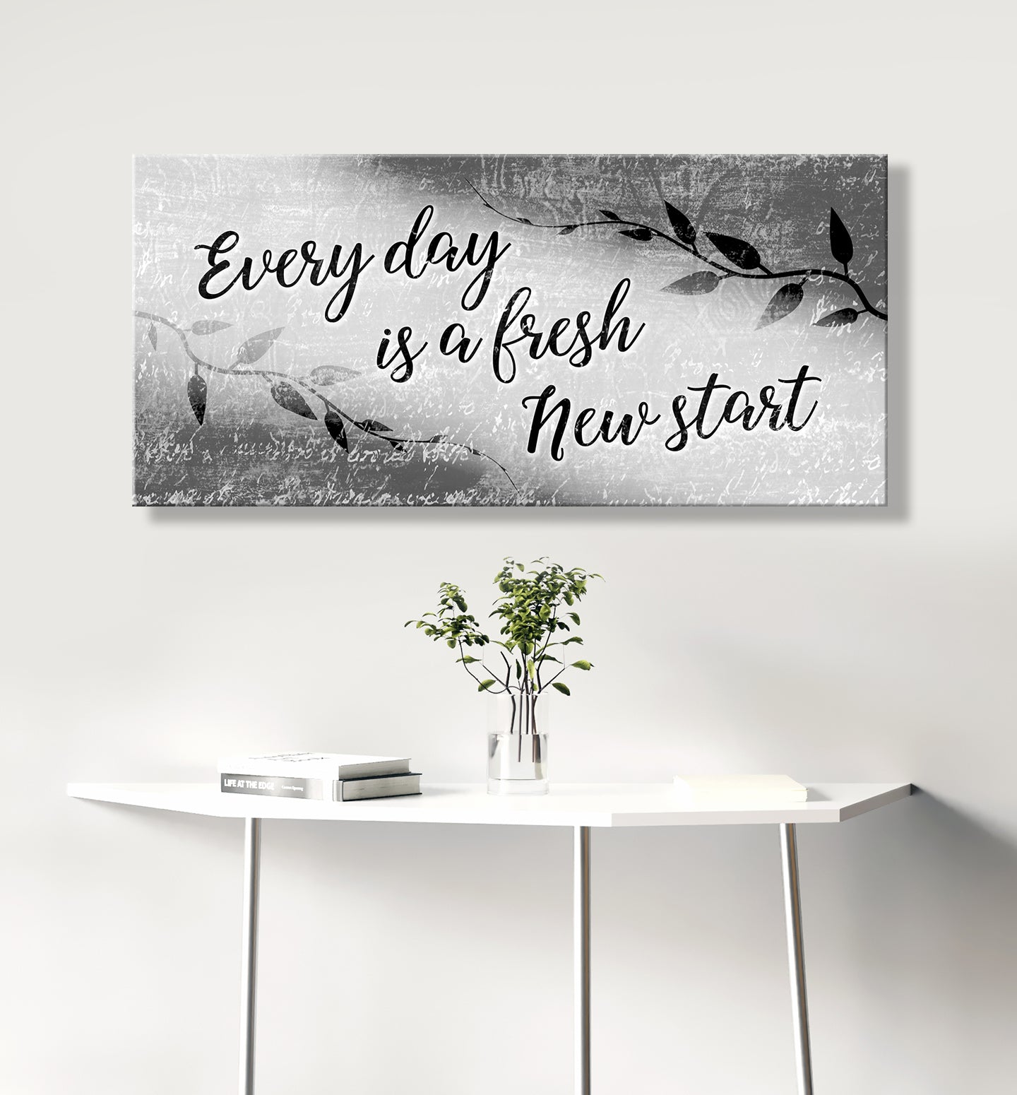 Ready-to-Hang Wood Frame Home Wall Art: A Fresh Start Every Day V2