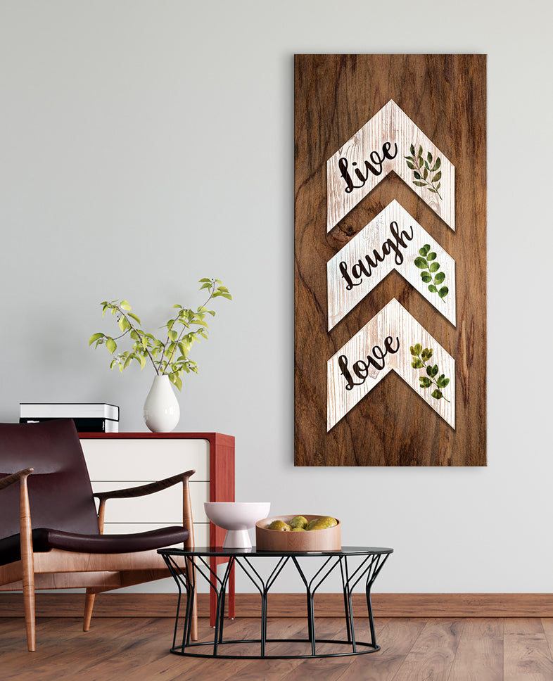Hot Deal! Ready - to - Hang Wood - Framed Home Wall Art: Live Laugh Love Leaves Arrows