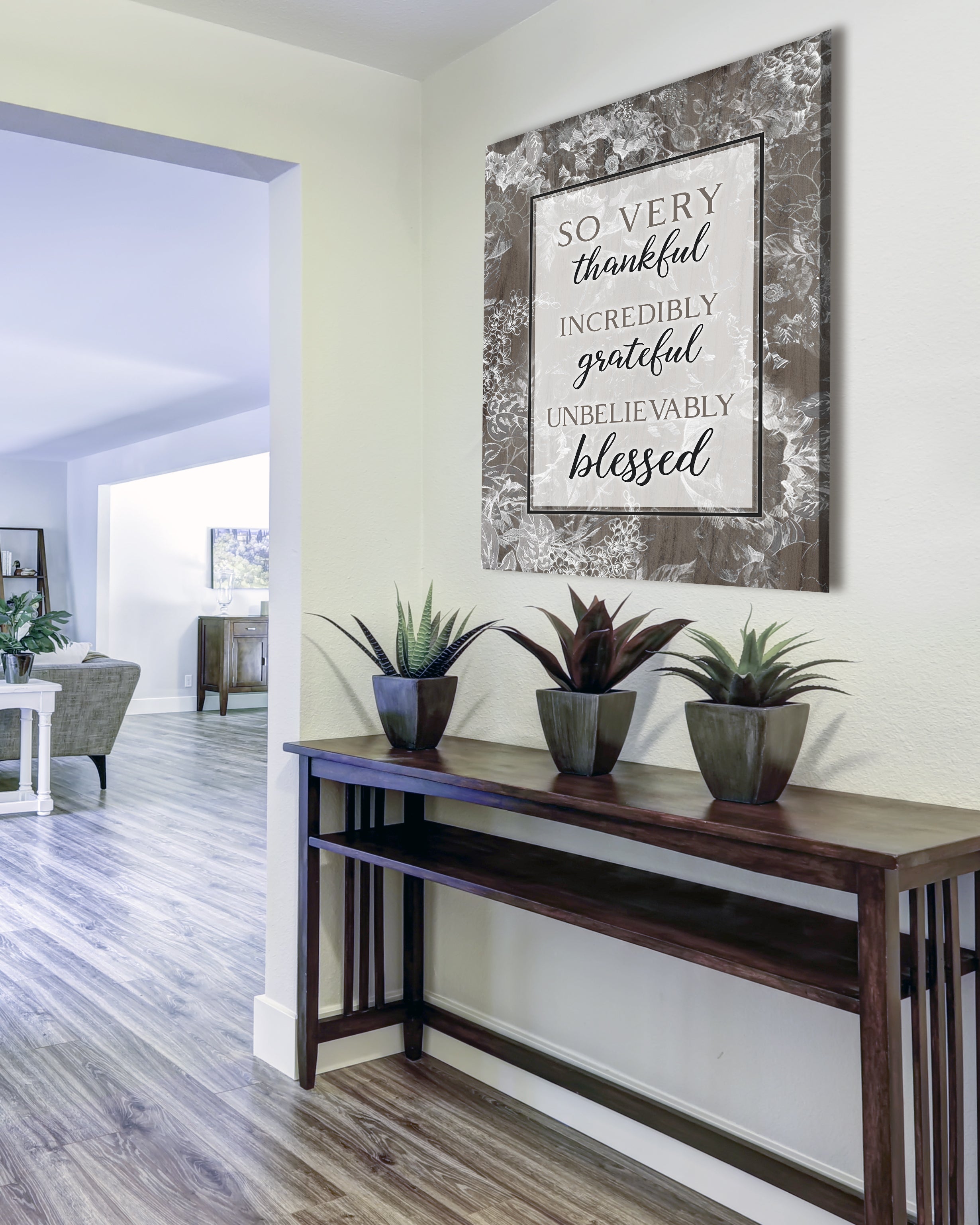 High - Quality Christian Wall Art: 'So Very Thankful V17' with Wood Frame for Easy Hanging