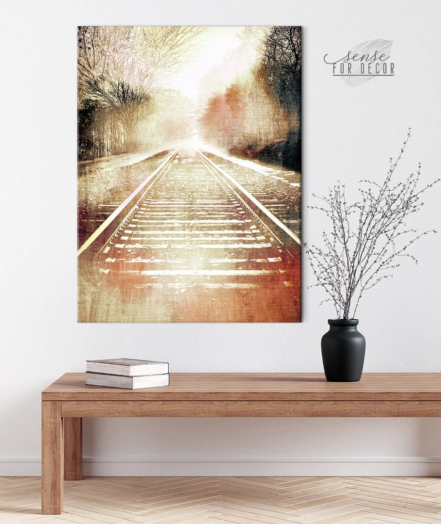Exclusive Offer! Vintage Railroad Wall Art with Wood Frame, Ready to Hang for Your Home