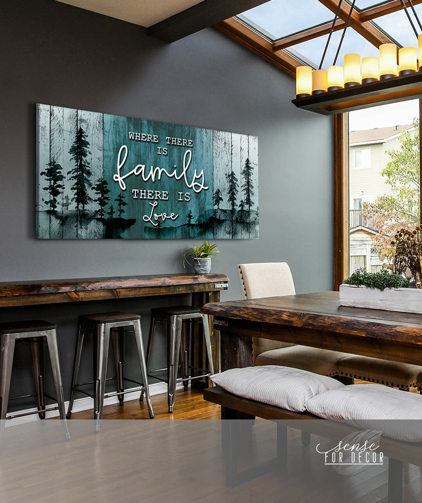 Exclusive Family Wall Art - 'Where There is Family There is Love' V3 with Wood Frame, Ready to Hang! Buy 2, Save 20%