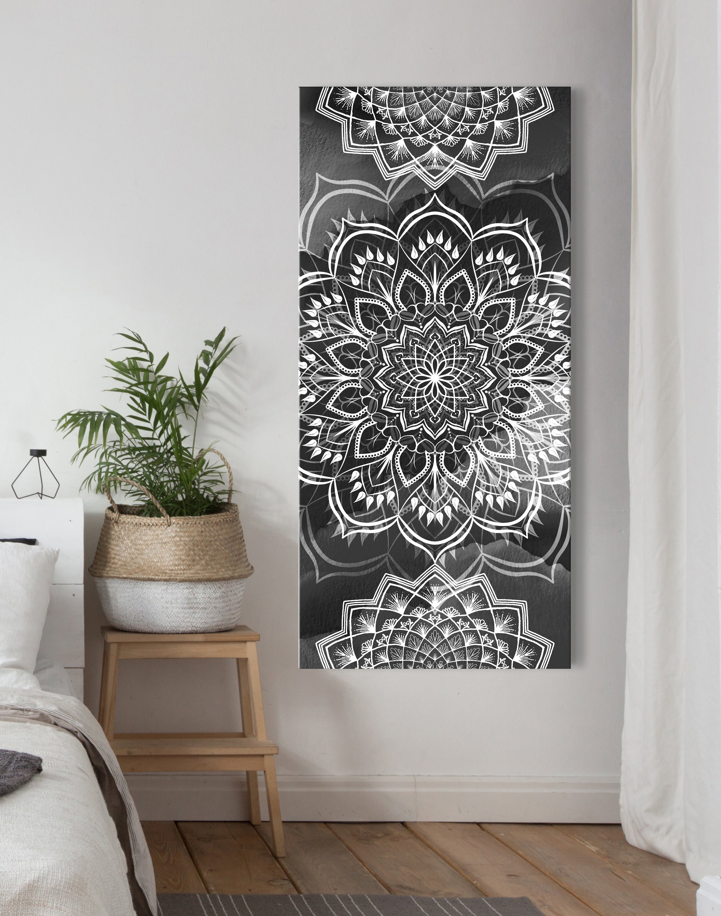 Boho Mandala Wall Art with Wood Frame - Ready to Hang! Buy 2, Save 20%