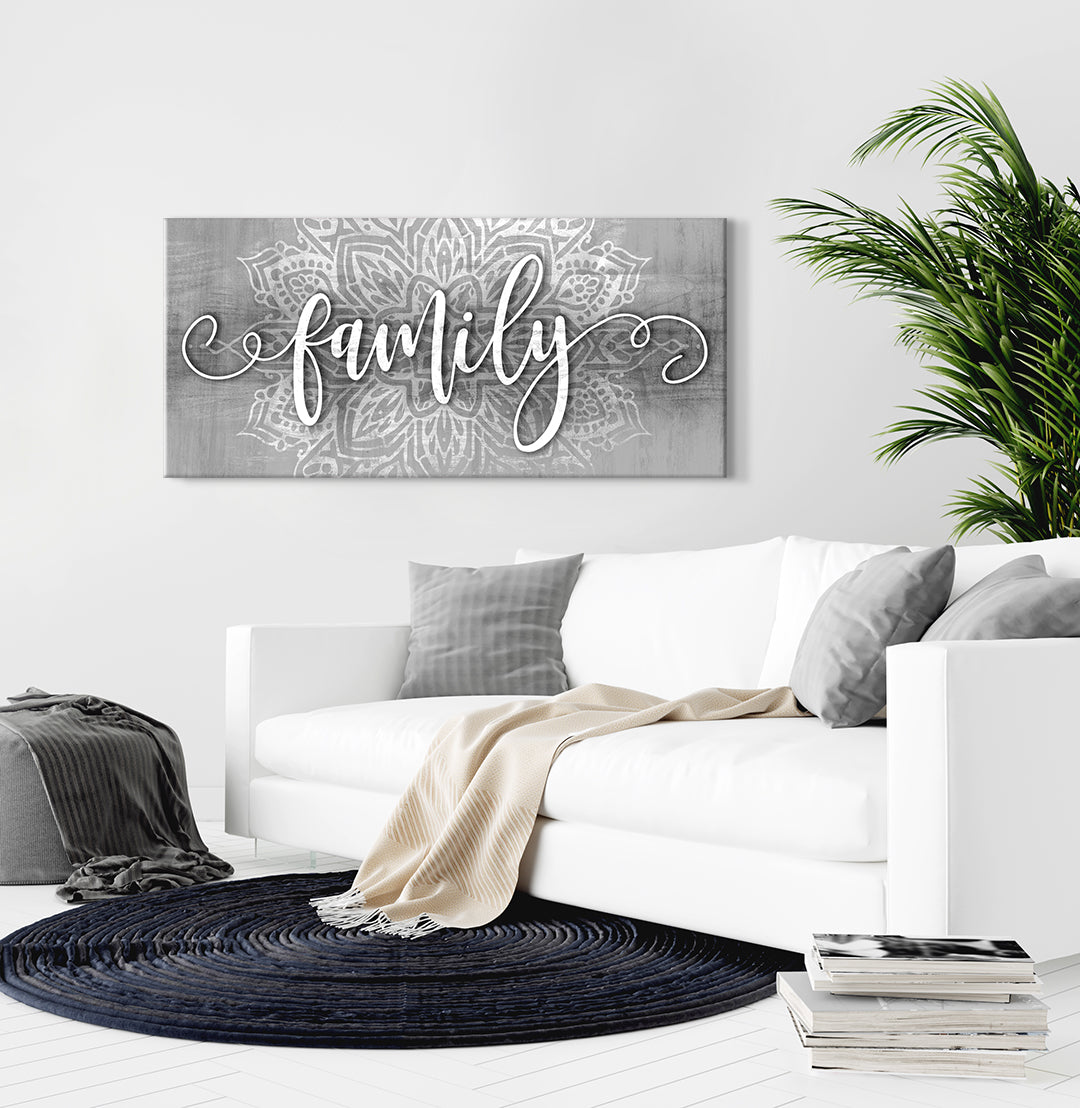 High - quality Boho Family Word Wall Art V10 with Wood Frame, Ready to Hang