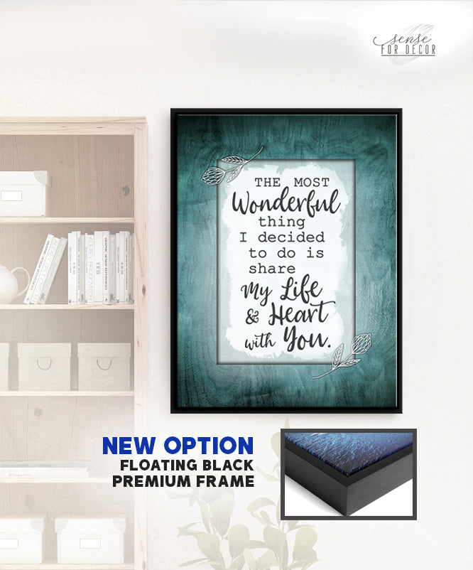 Hot Deal! Couples Wall Art - 'The Most Wonderful Thing I Decided V4' with Wood Frame, Ready to Hang