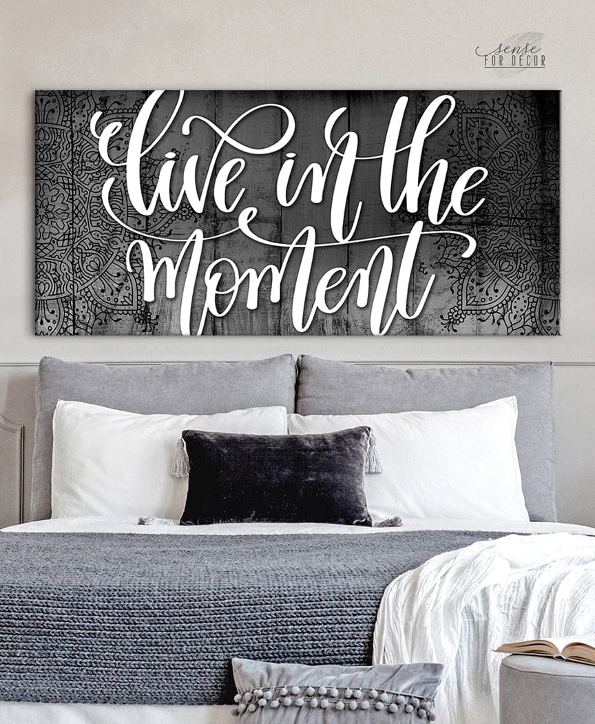 Hot Deal! Inspiring Wall Art - 'Live In The Moment' with Wood Frame, Ready To Hang