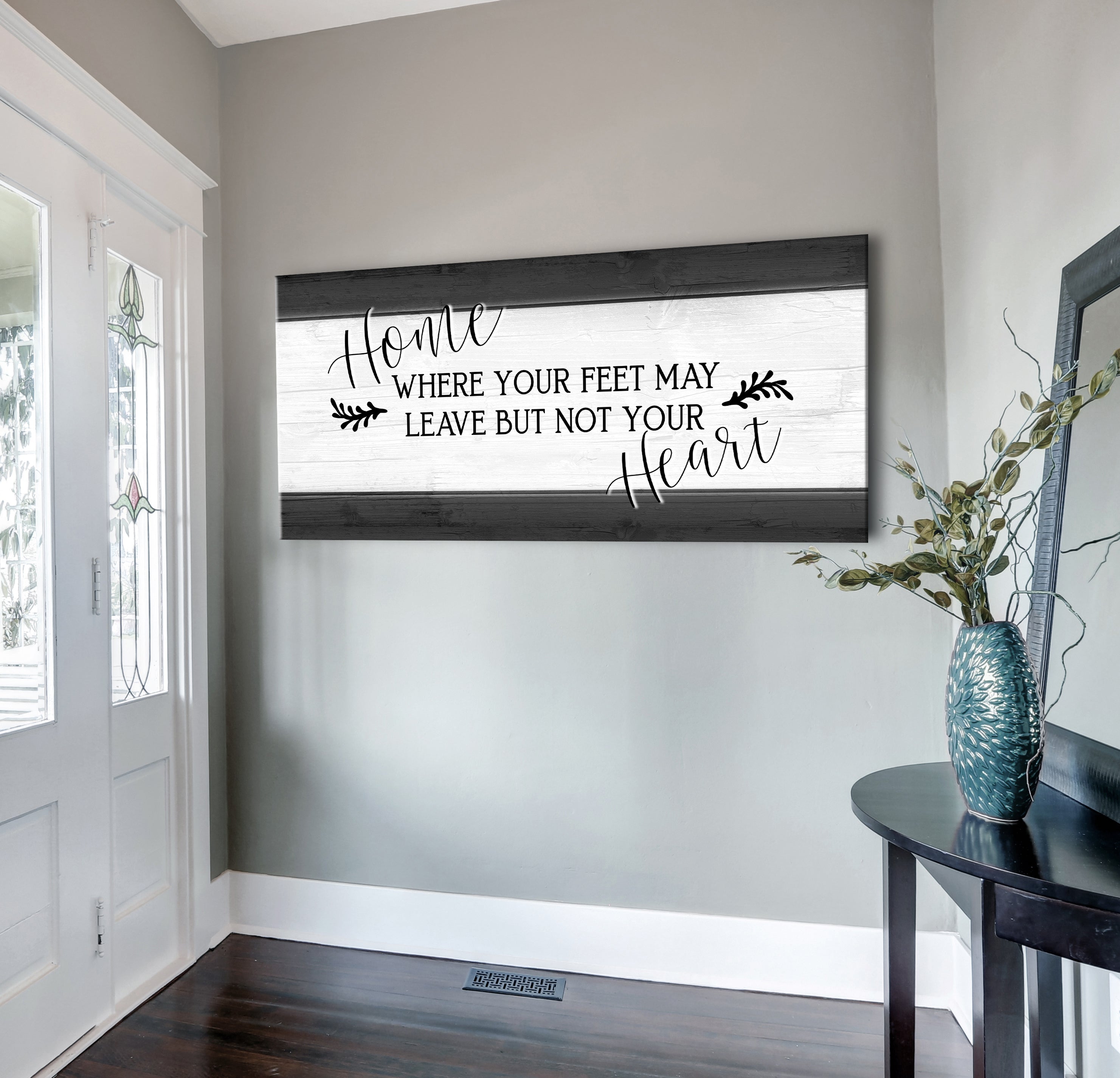 Ready-to-Hang Wood Frame Home Wall Art: Home Where Your Feet May Leave V2