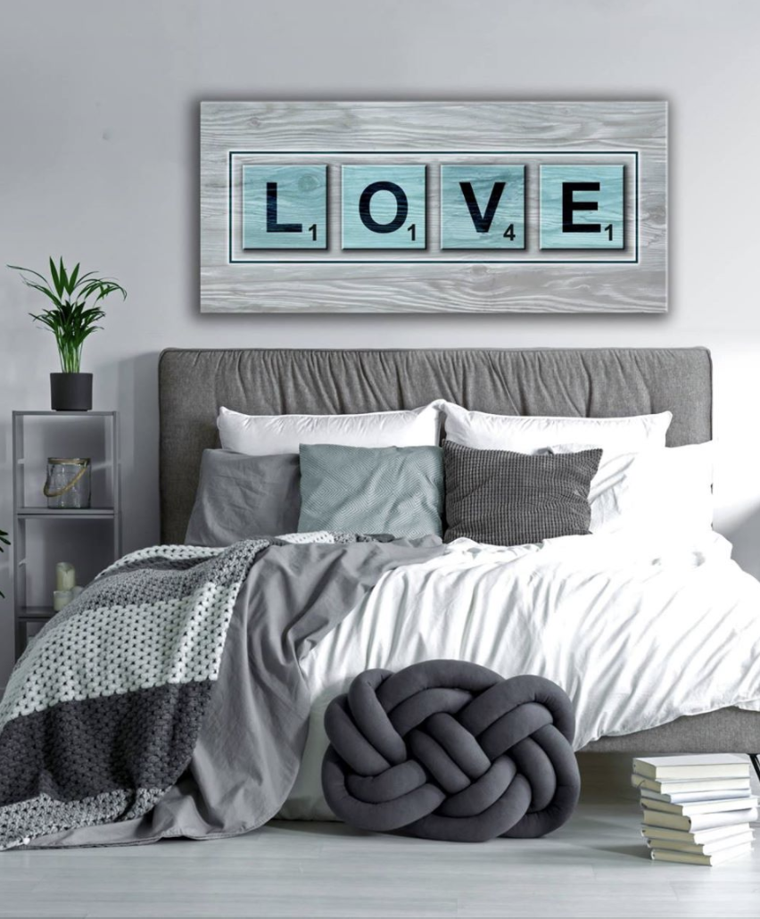 High - Quality Wood - Framed Bedroom Wall Art: Love Game, Ready To Hang