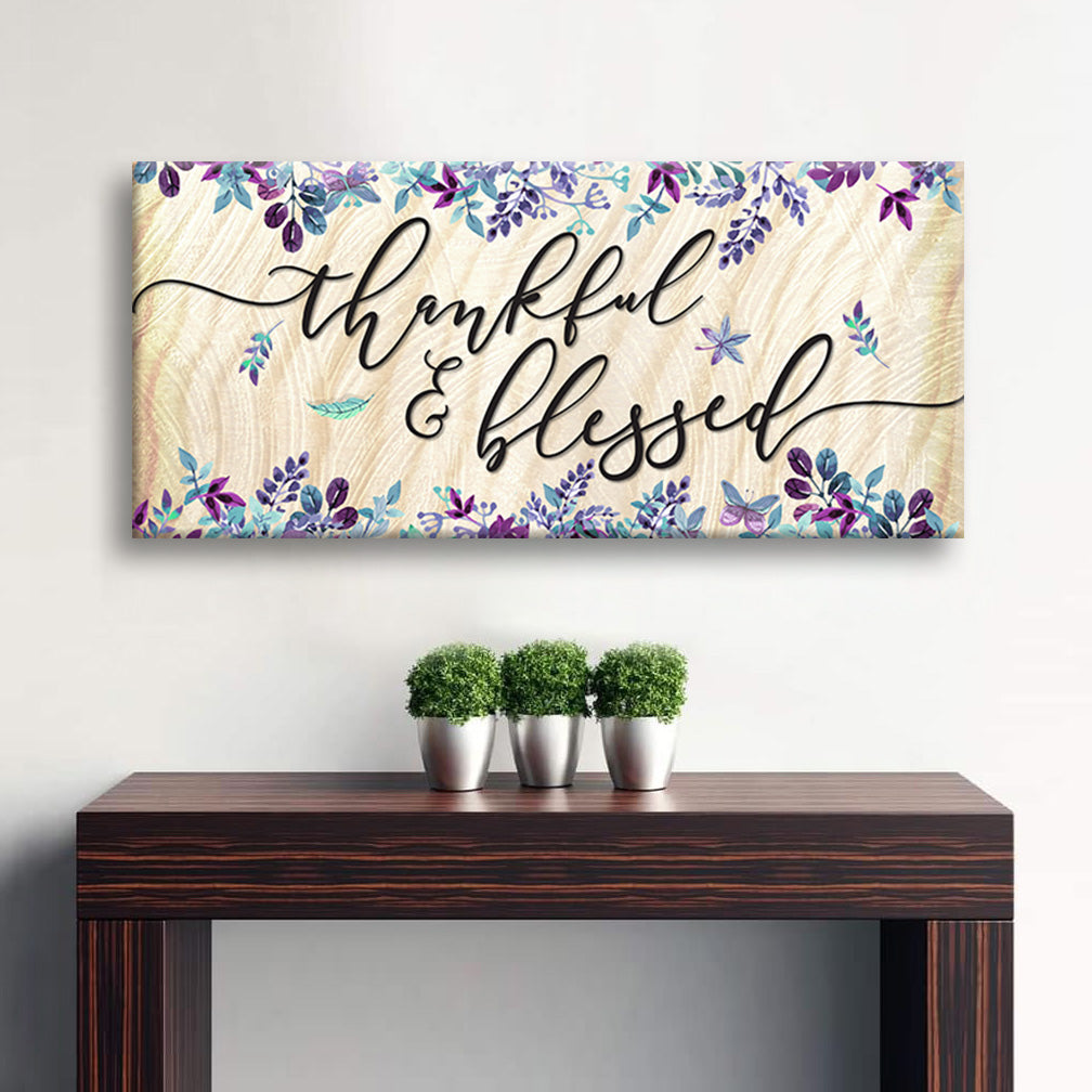 High - Quality Christian Wall Art: Thankful & Blessed V2 with Wood Frame for Easy Hanging