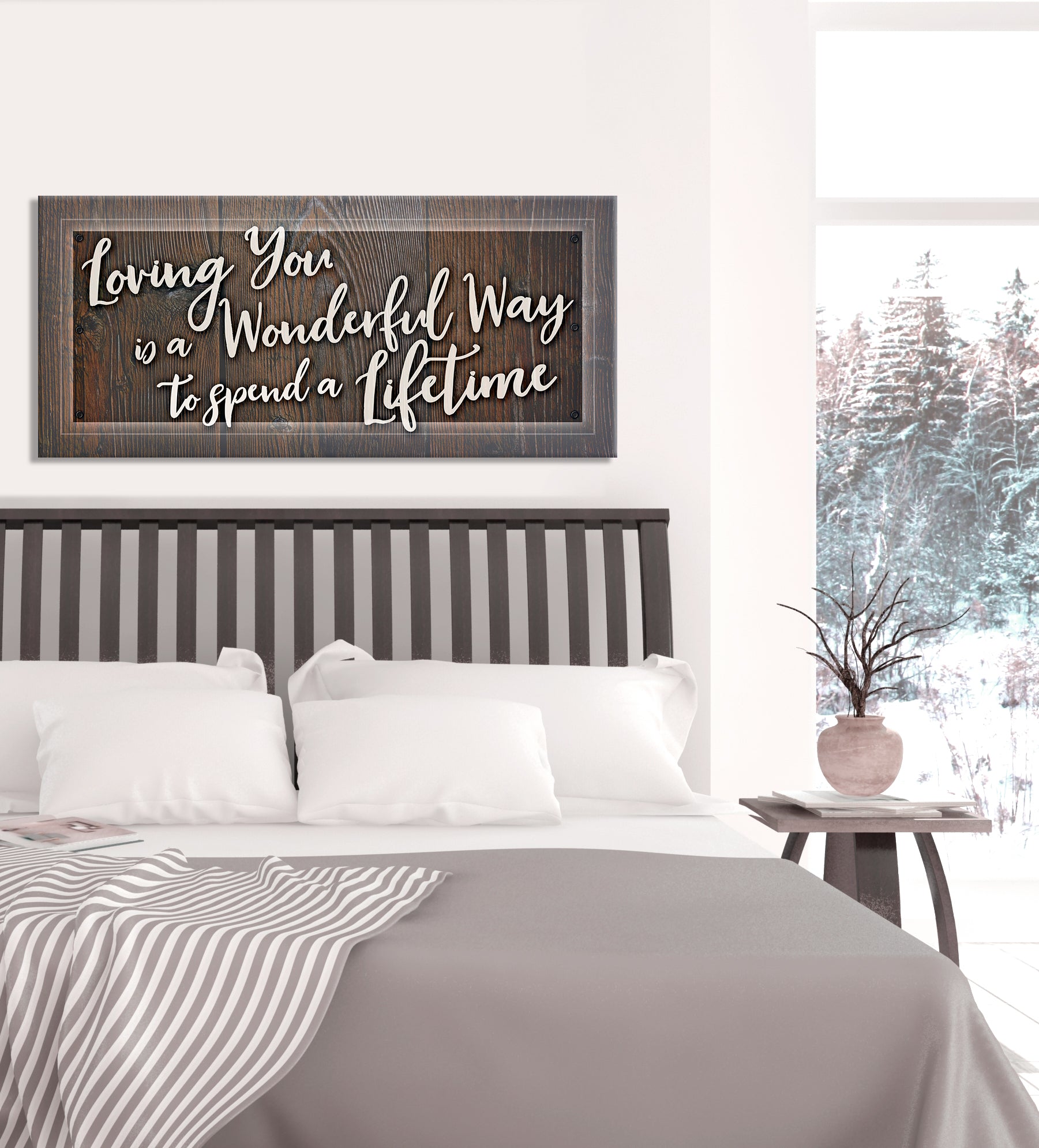 Hot Deal! Couples Wall Art - Loving You Is A Wonderful Way V4 (Wood Frame, Ready To Hang)
