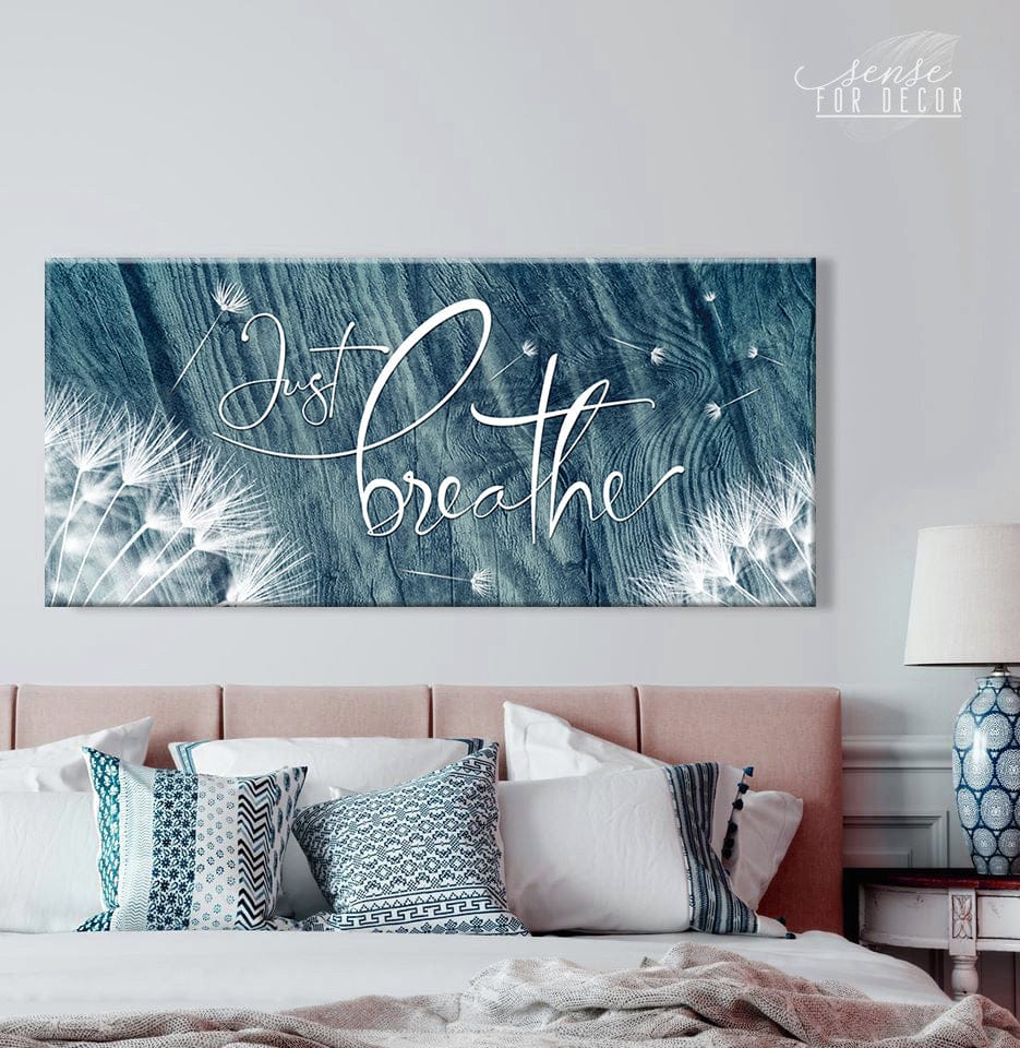 Ready-to-Hang Wood Frame Home Wall Art: Just Breathe V22