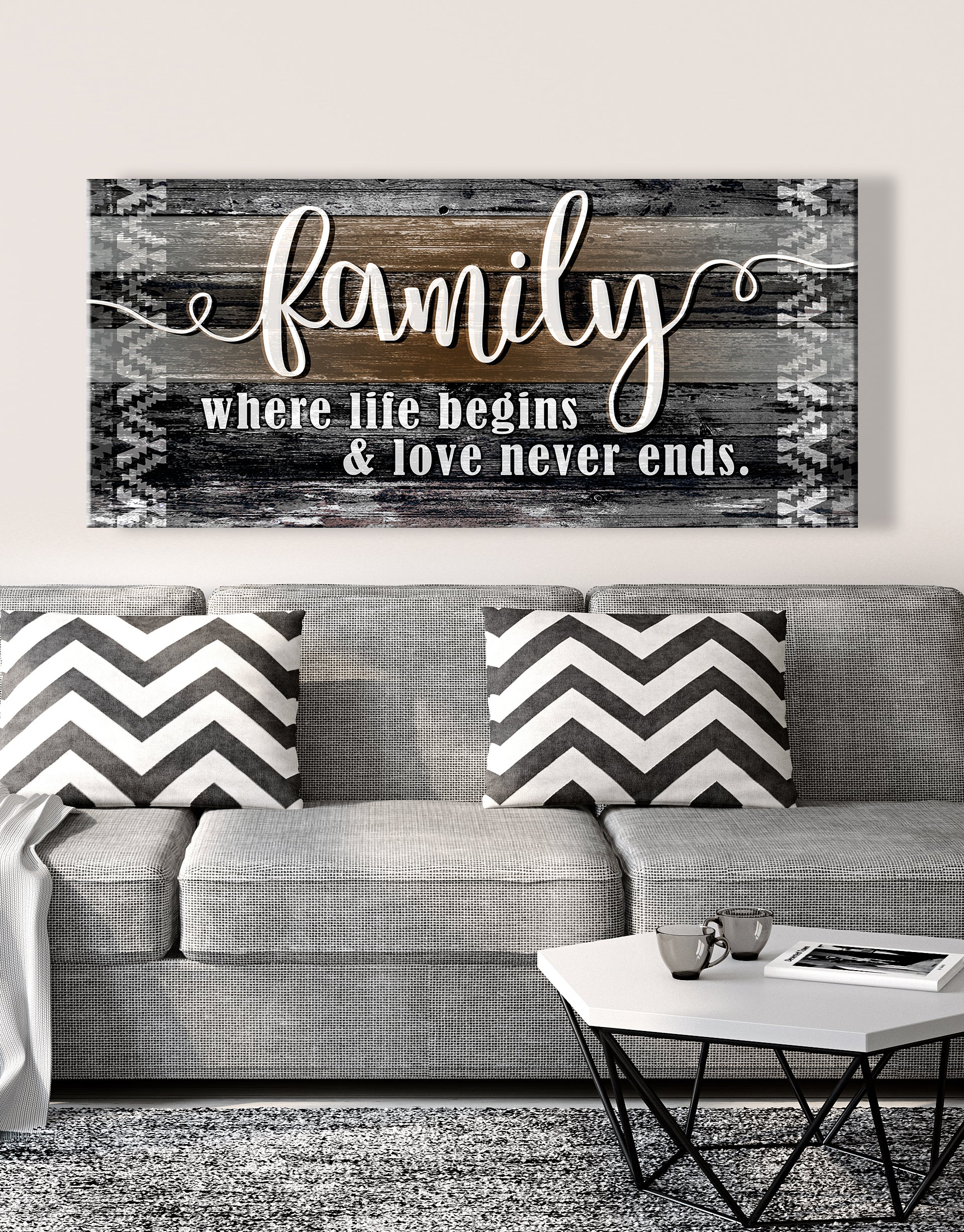 Ready-to-Hang Wood Frame Home Wall Art: Family, Where Life Starts and Love Never Ends
