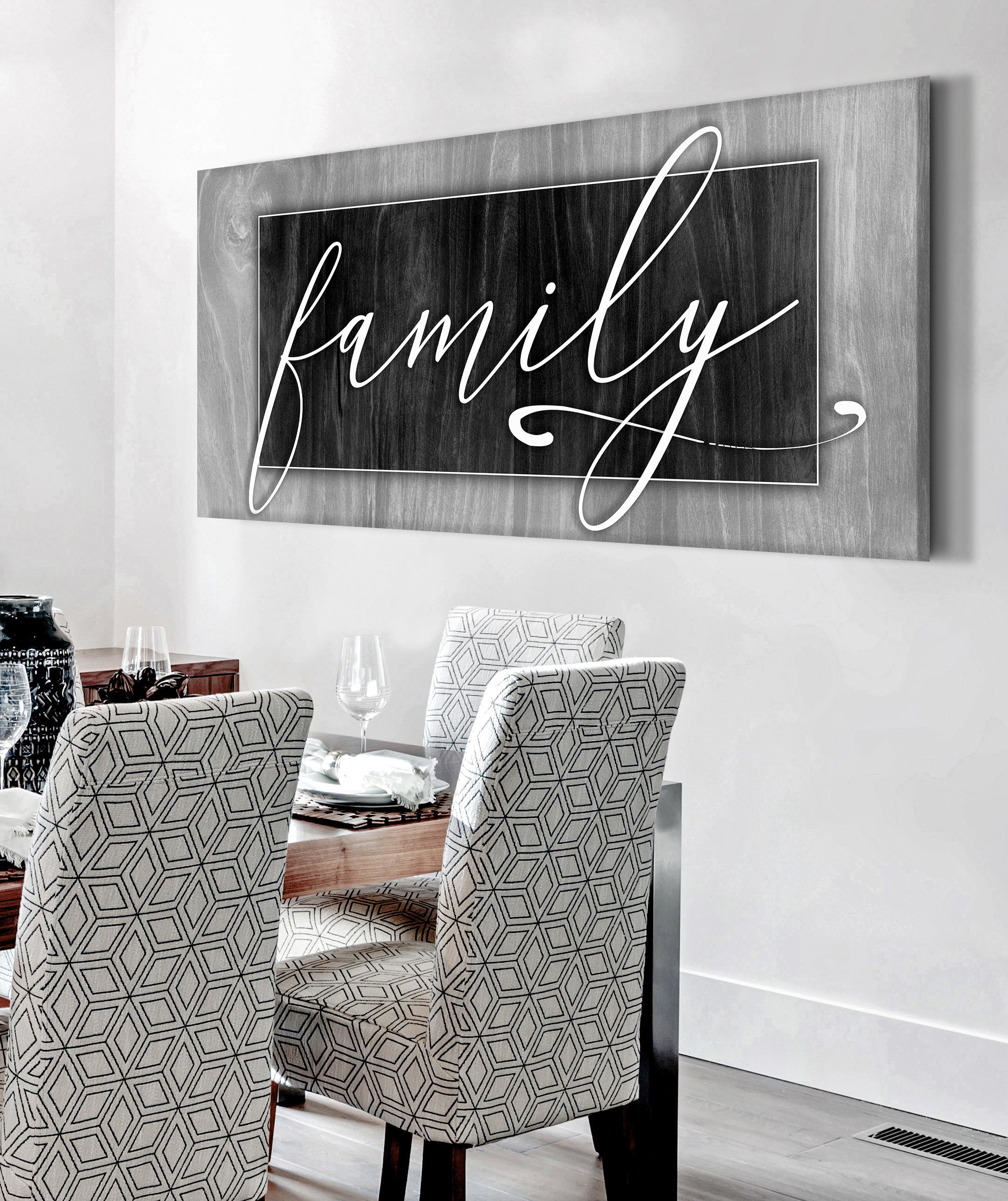 High - Quality Family Word Sign V3 with Wood Frame, Ready to Hang