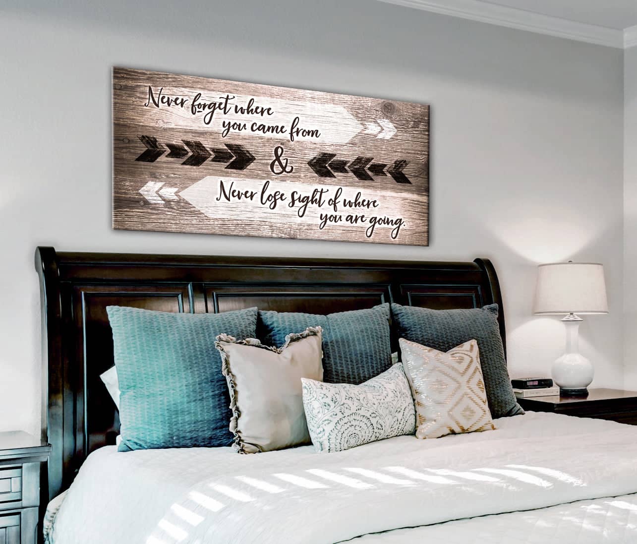 Exclusive Bedroom Wall Art: 'Never Forget Where You Came From' - Wood Frame, Ready To Hang! Buy 2, Save 20%