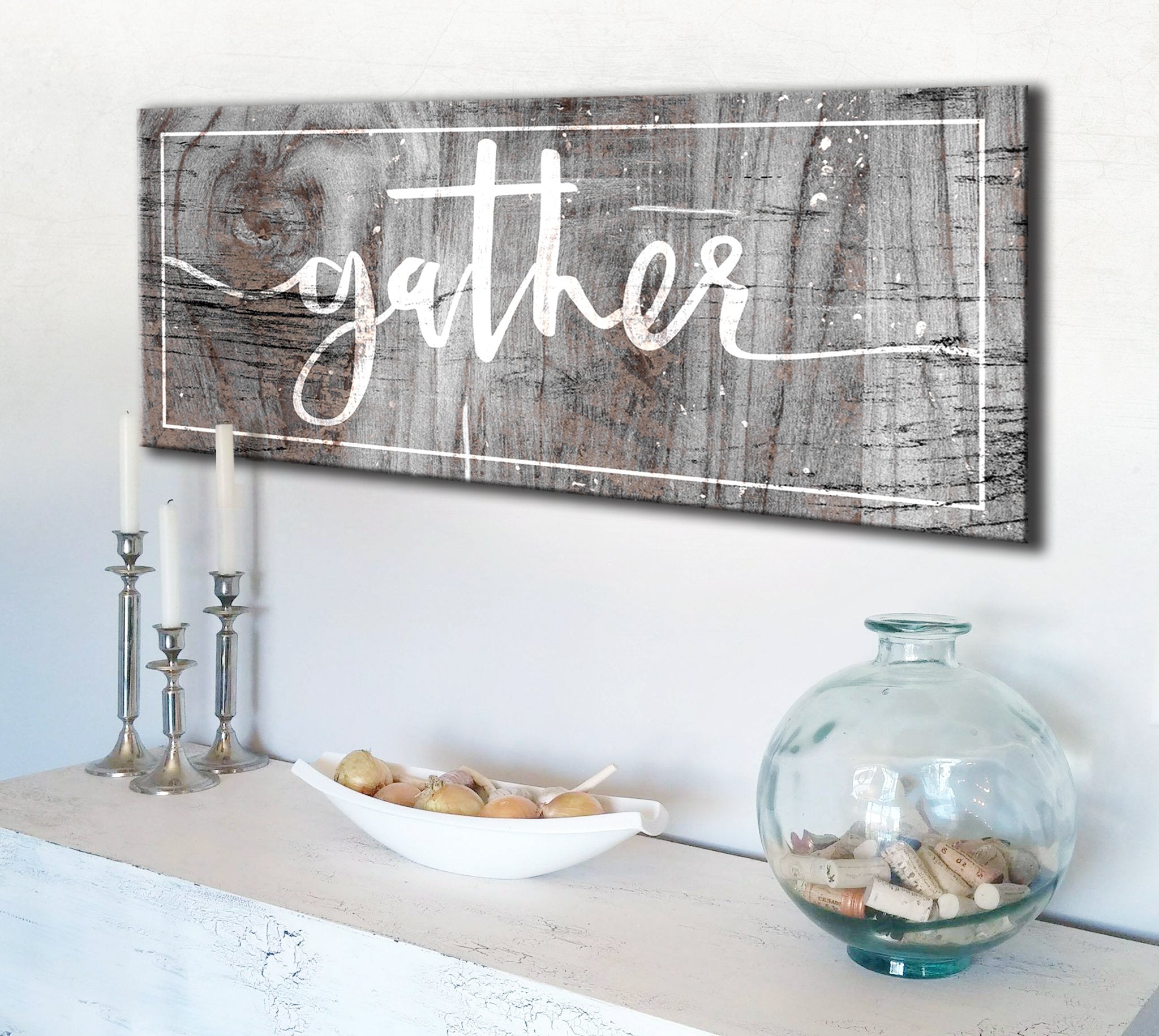 Kitchen Wall Decor: Gather Wall Art with Wood Frame, Ready to Hang! Buy 2 Save 20%