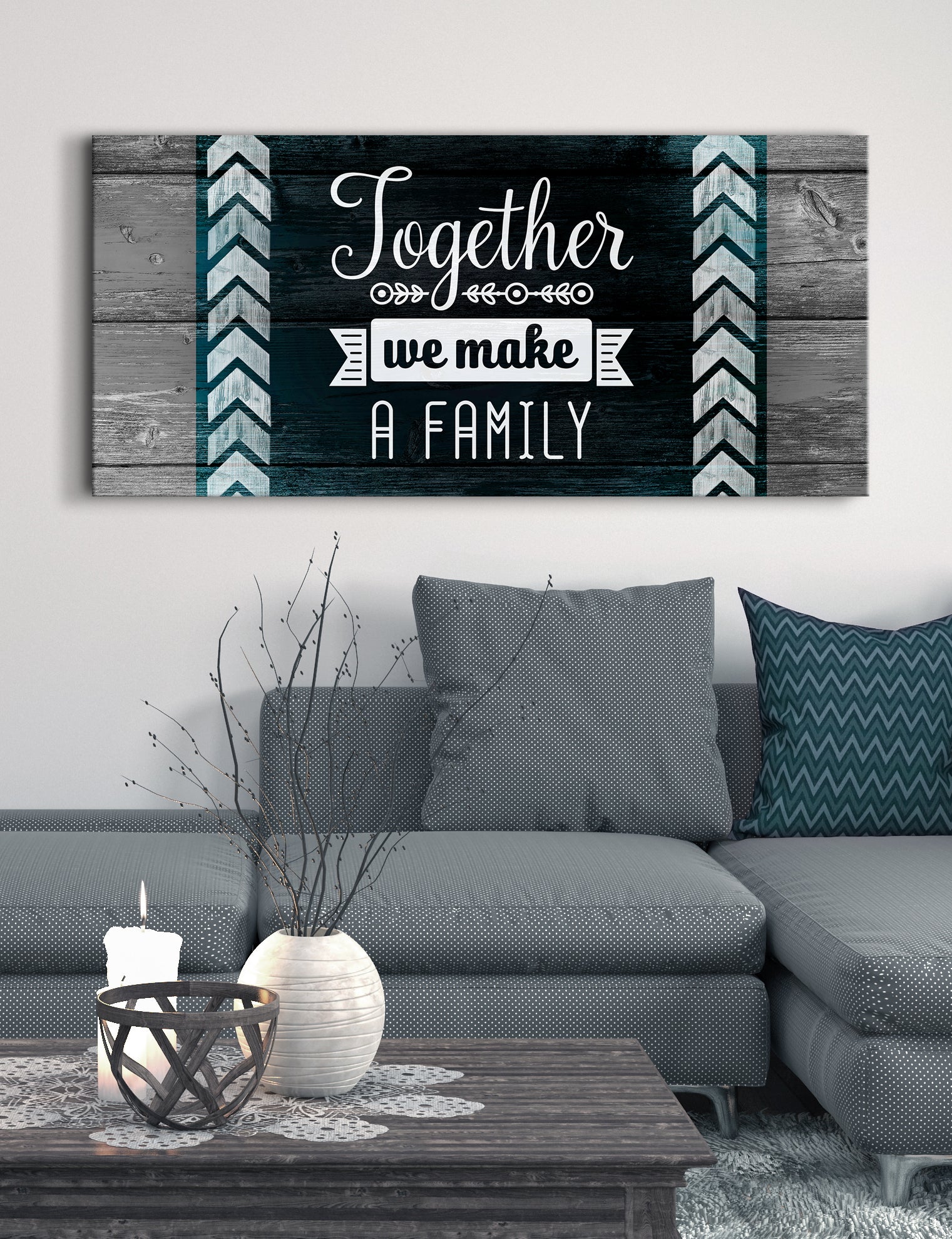 High - Quality Family Wall Art: 'Together We Make A Family' V2 with Wood Frame, Ready to Hang