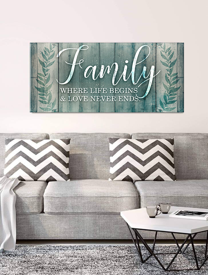 Exclusive Family Wall Art - Family Where Life Begins V4 with Wood Frame, Ready to Hang! Buy 2, Save 20%