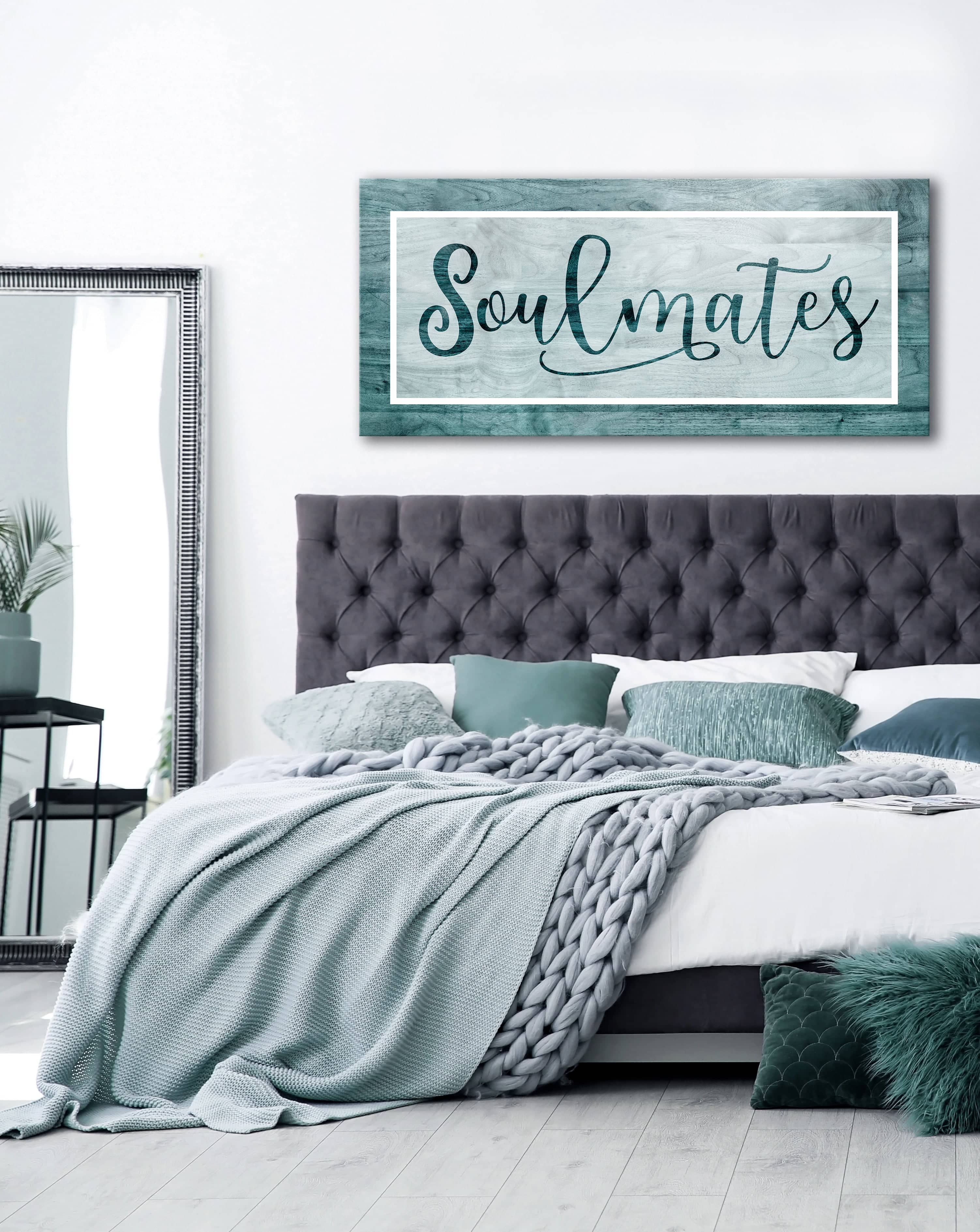 Hot Deal! Bedroom Wall Art - Soulmates V2 with Wood Frame, Ready To Hang